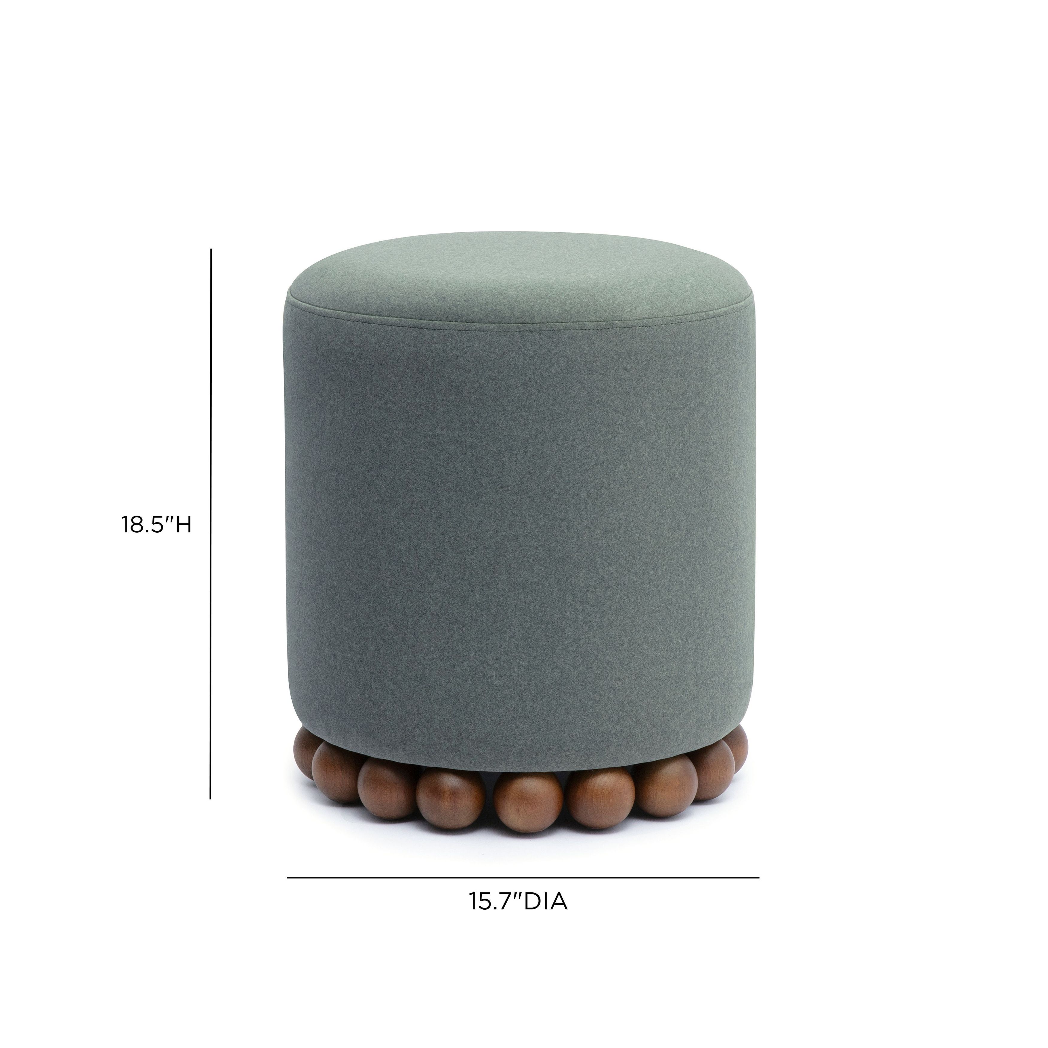 Dex Dark Olive Green Performance Vegan Mohair Upholstered Round Ottoman