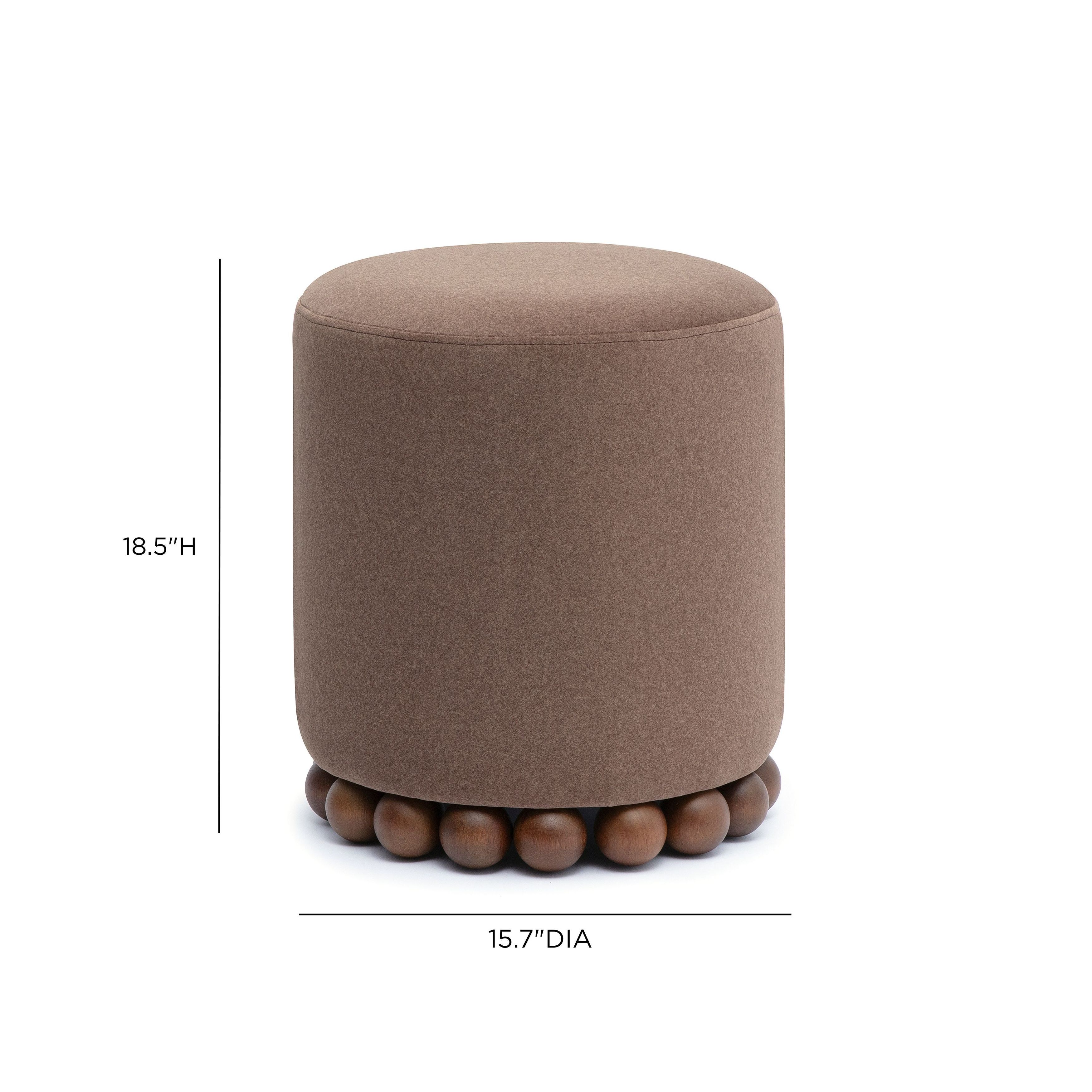Dex Brown Performance Vegan Mohair Upholstered Round Ottoman