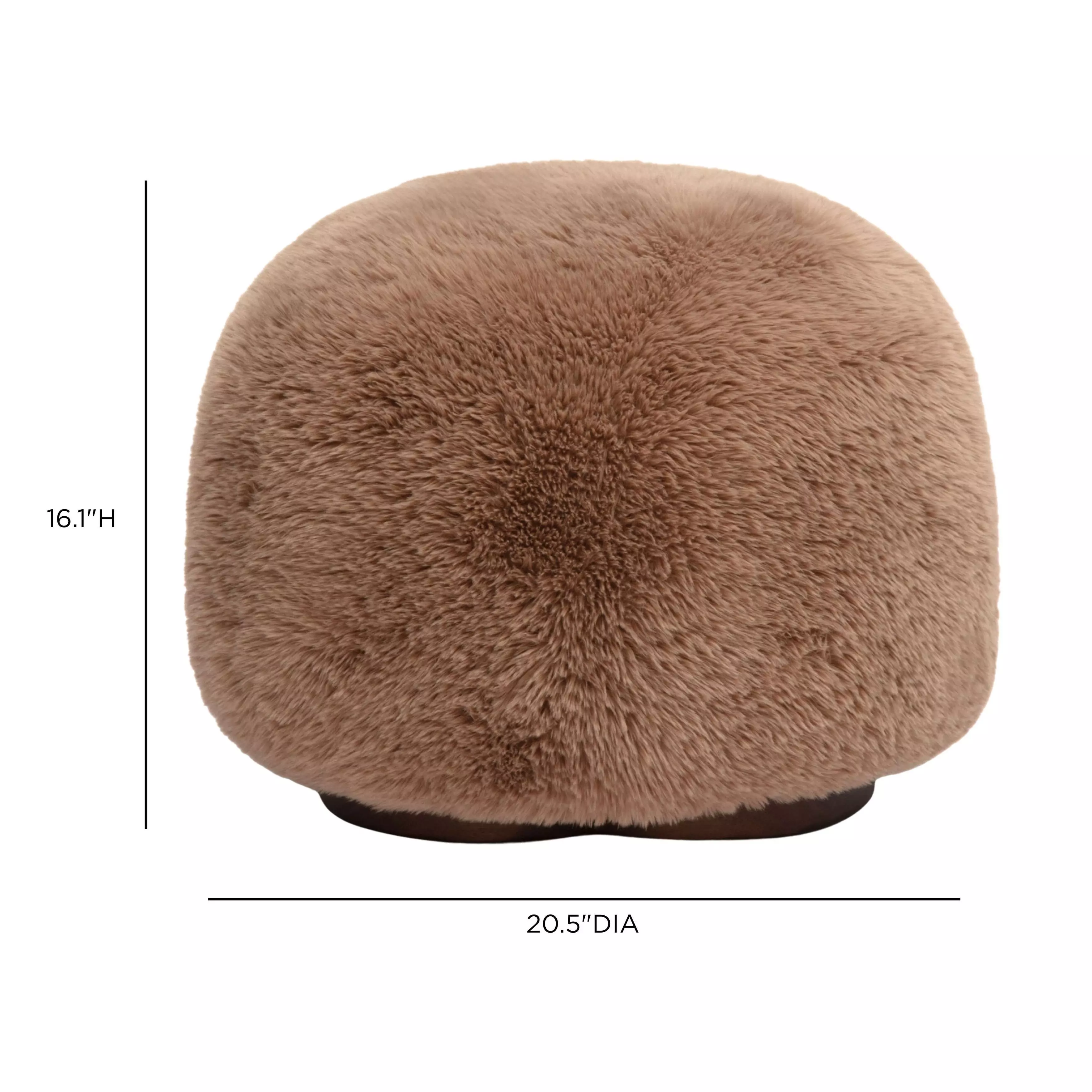Oopa Taupe Performance Fabric Upholstered Swivel Round Ottoman