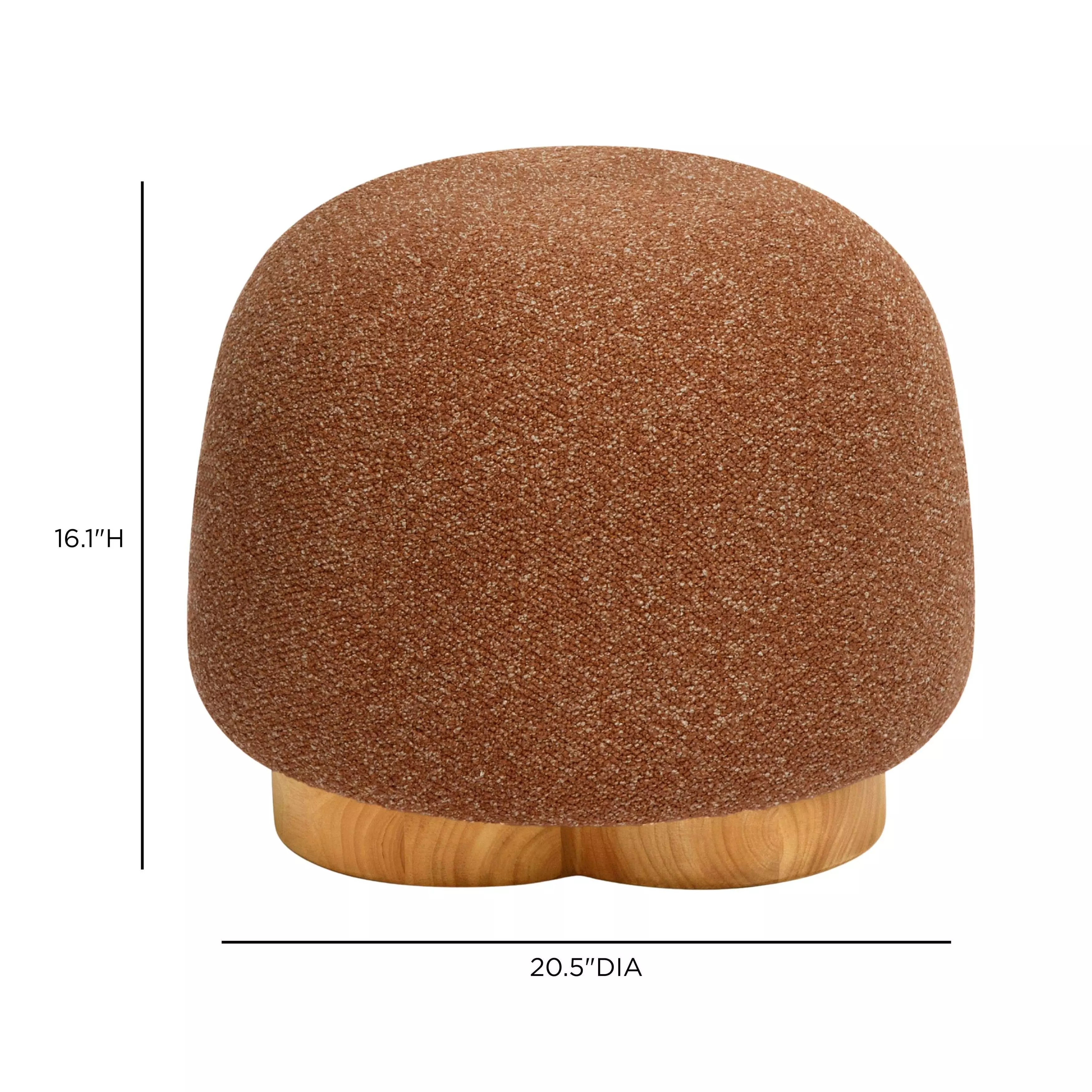 Oopa Bronze Performance Boucle Upholstered Swivel Round Ottoman