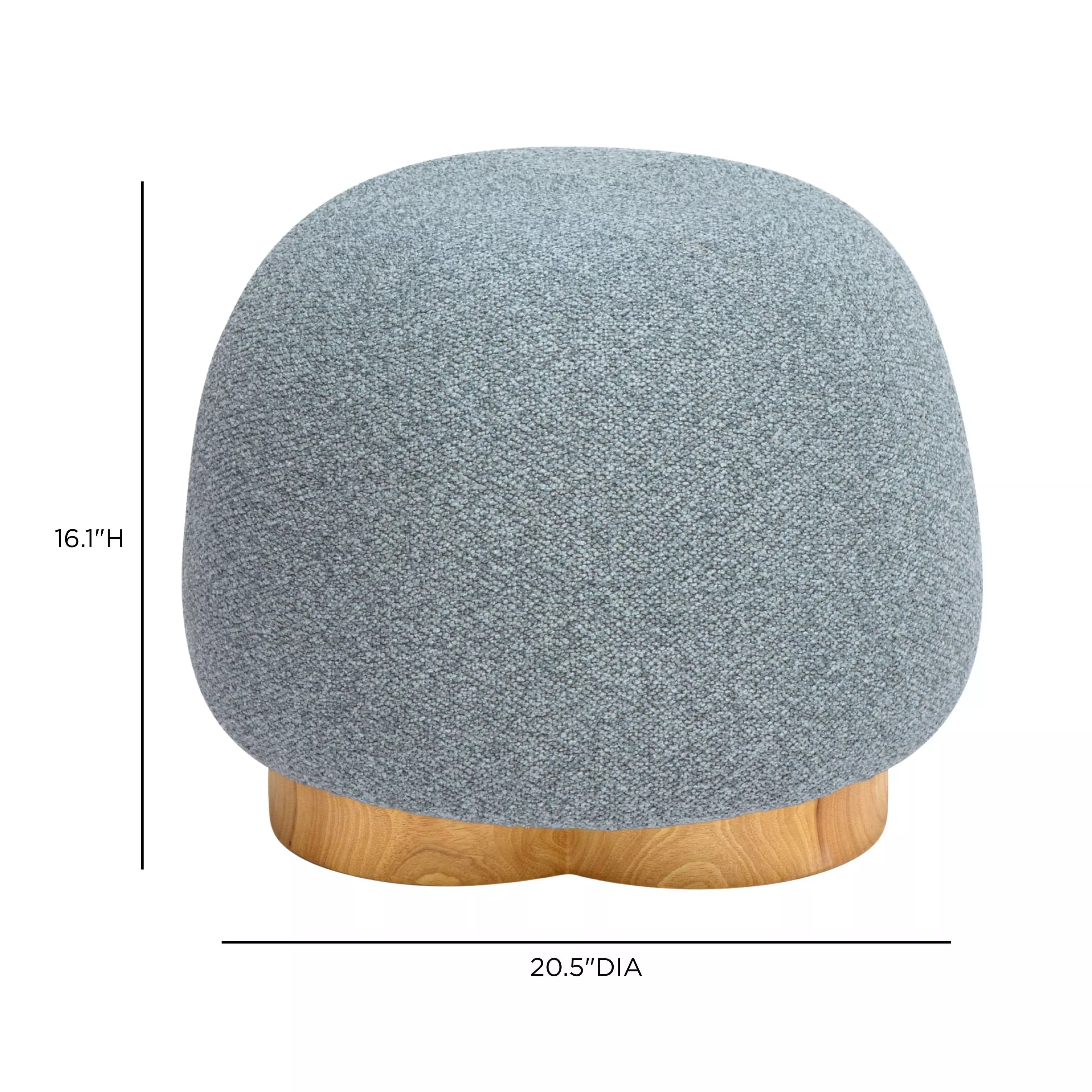 Oopa Blue Performance Boucle Upholstered Swivel Round Ottoman