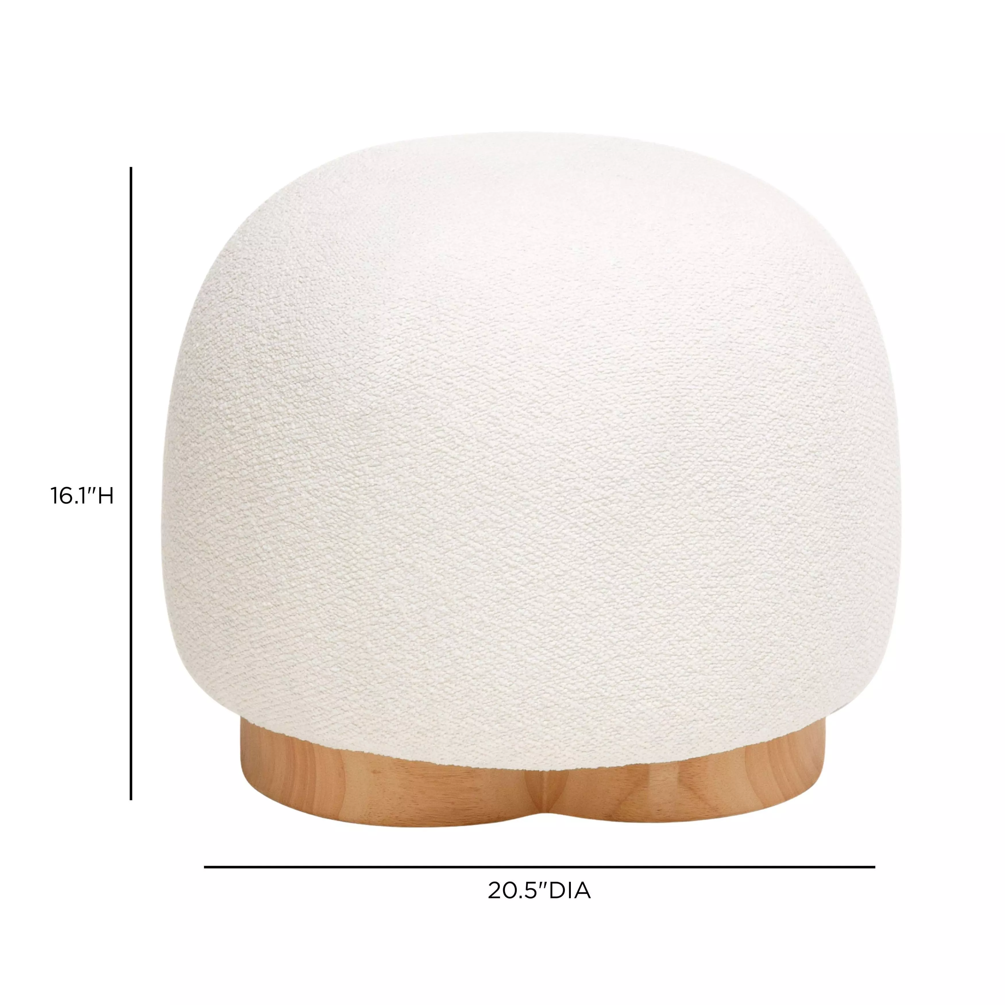 Oopa Cream Performance Boucle Upholstered Swivel Round Ottoman