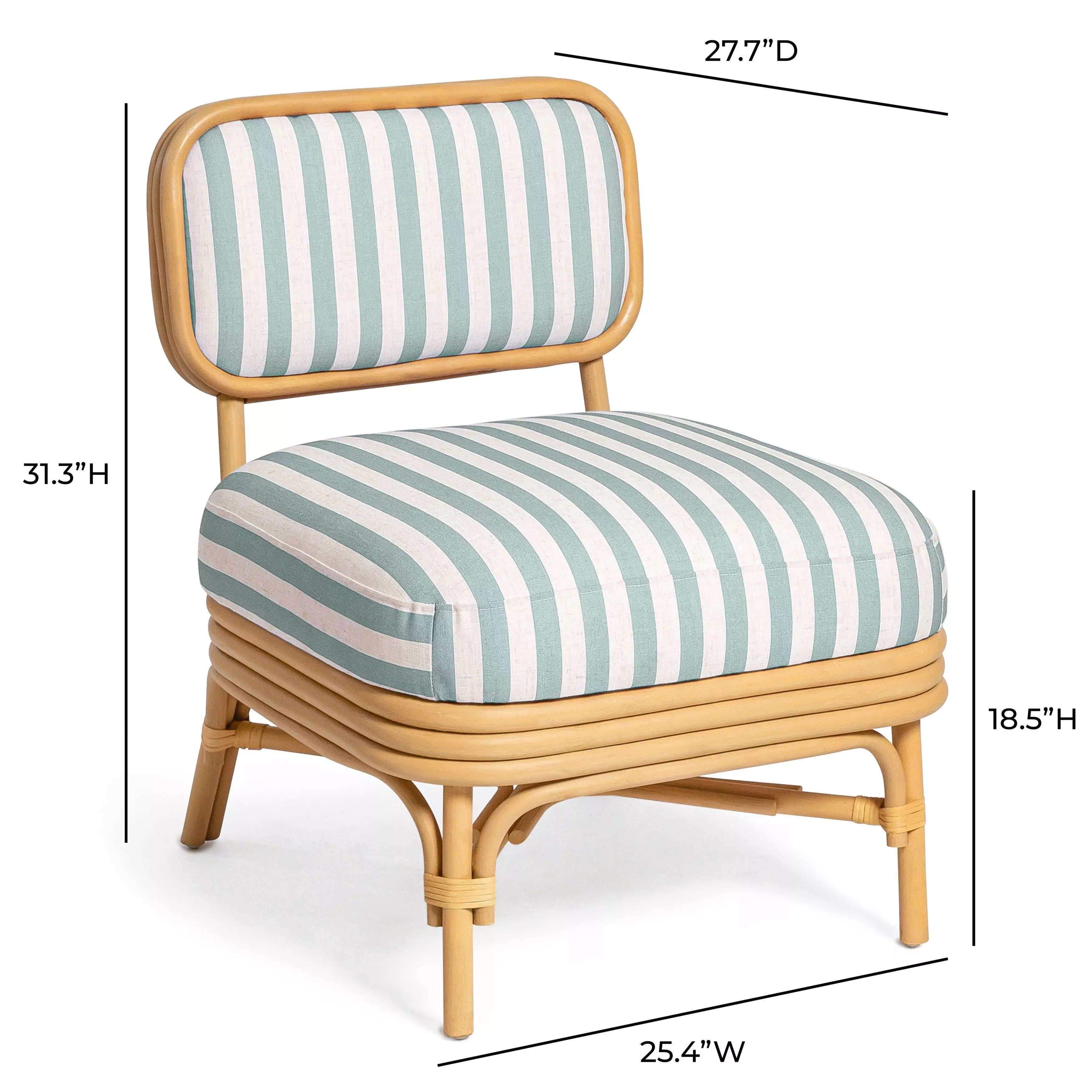 Dorine Mint Green and White Performance Fabric Upholstered Accent Chair