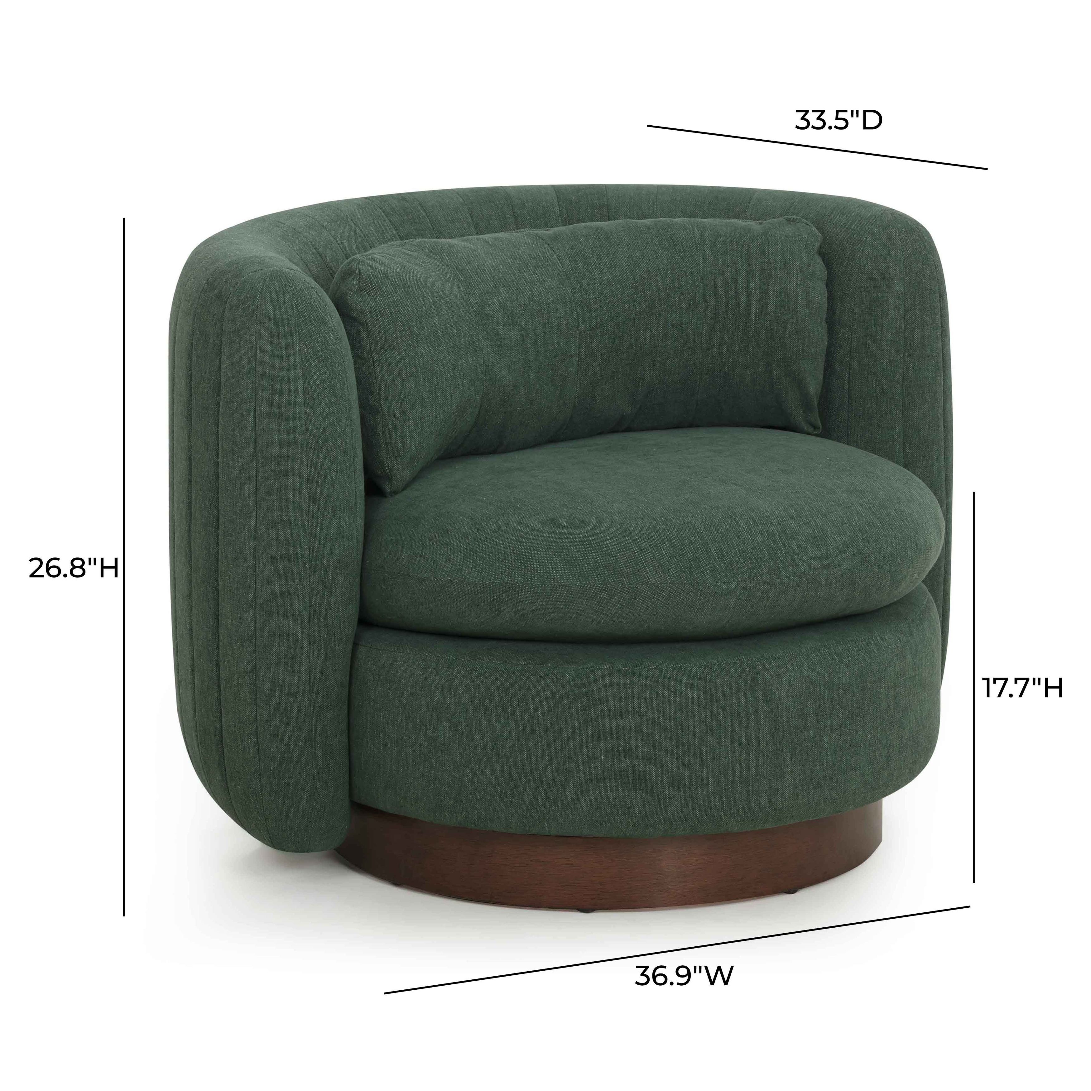 Nura Forest Green Upholstered Swivel Accent Chair with Pillow