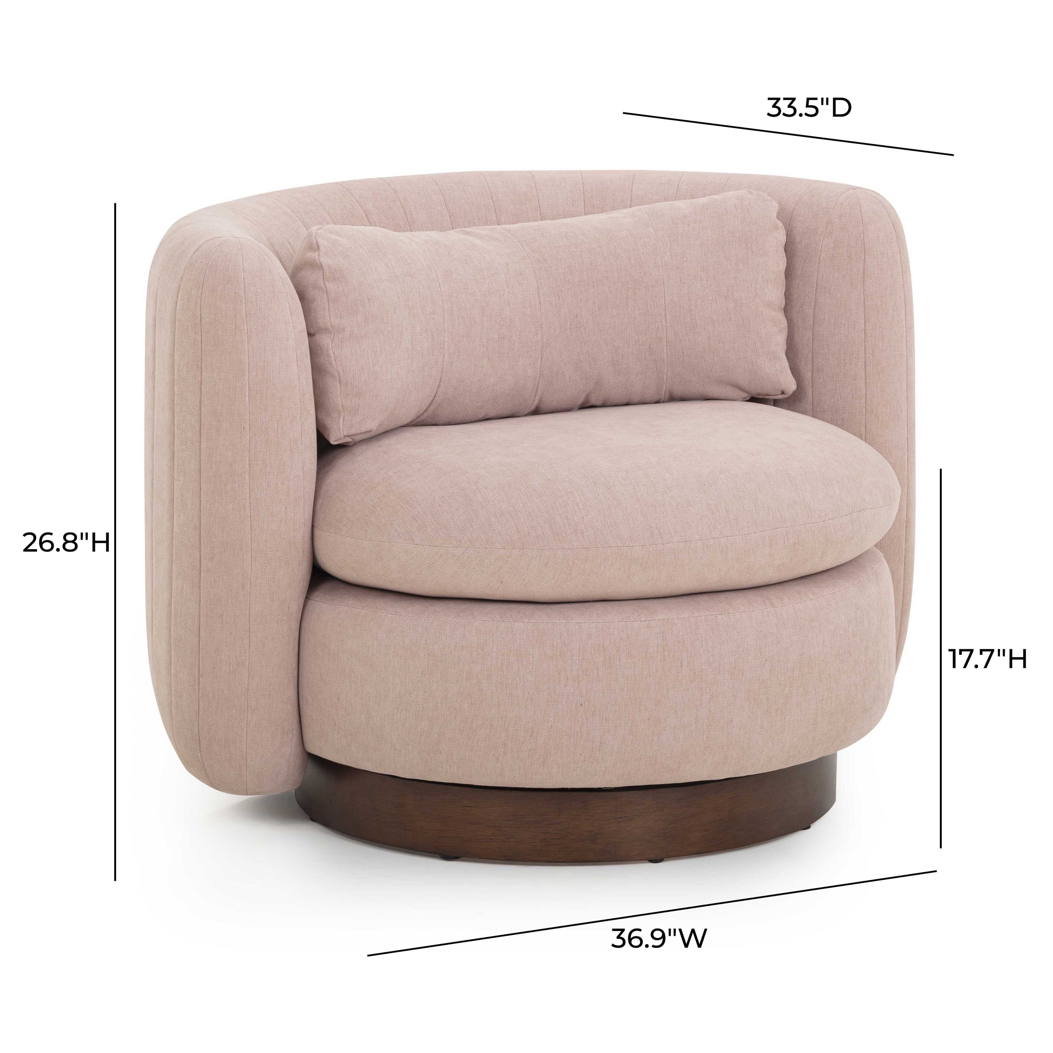 Nura Pink Upholstered Swivel Accent Chair with Pillow