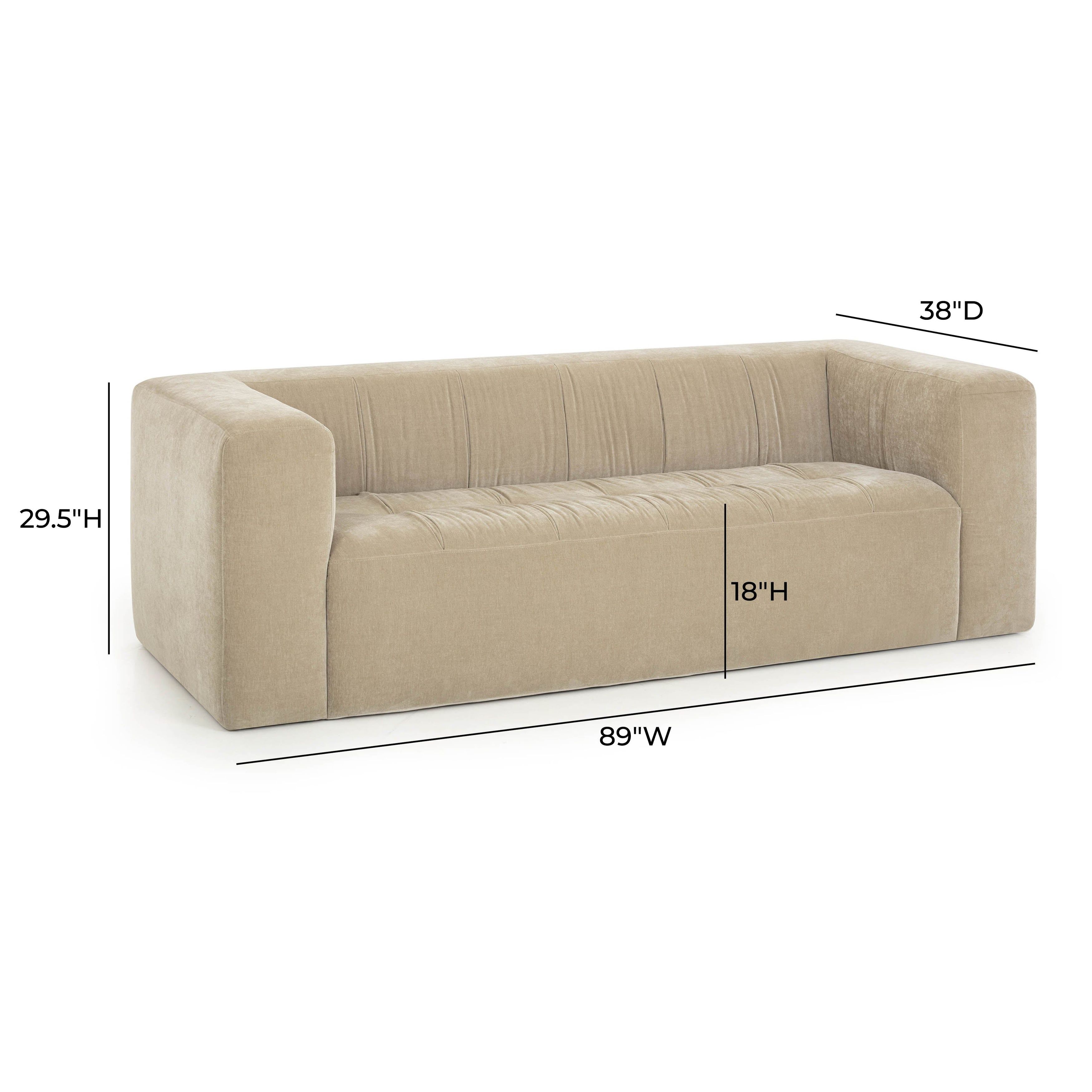 Alder Sand Chenille 89" Upcycled Sofa