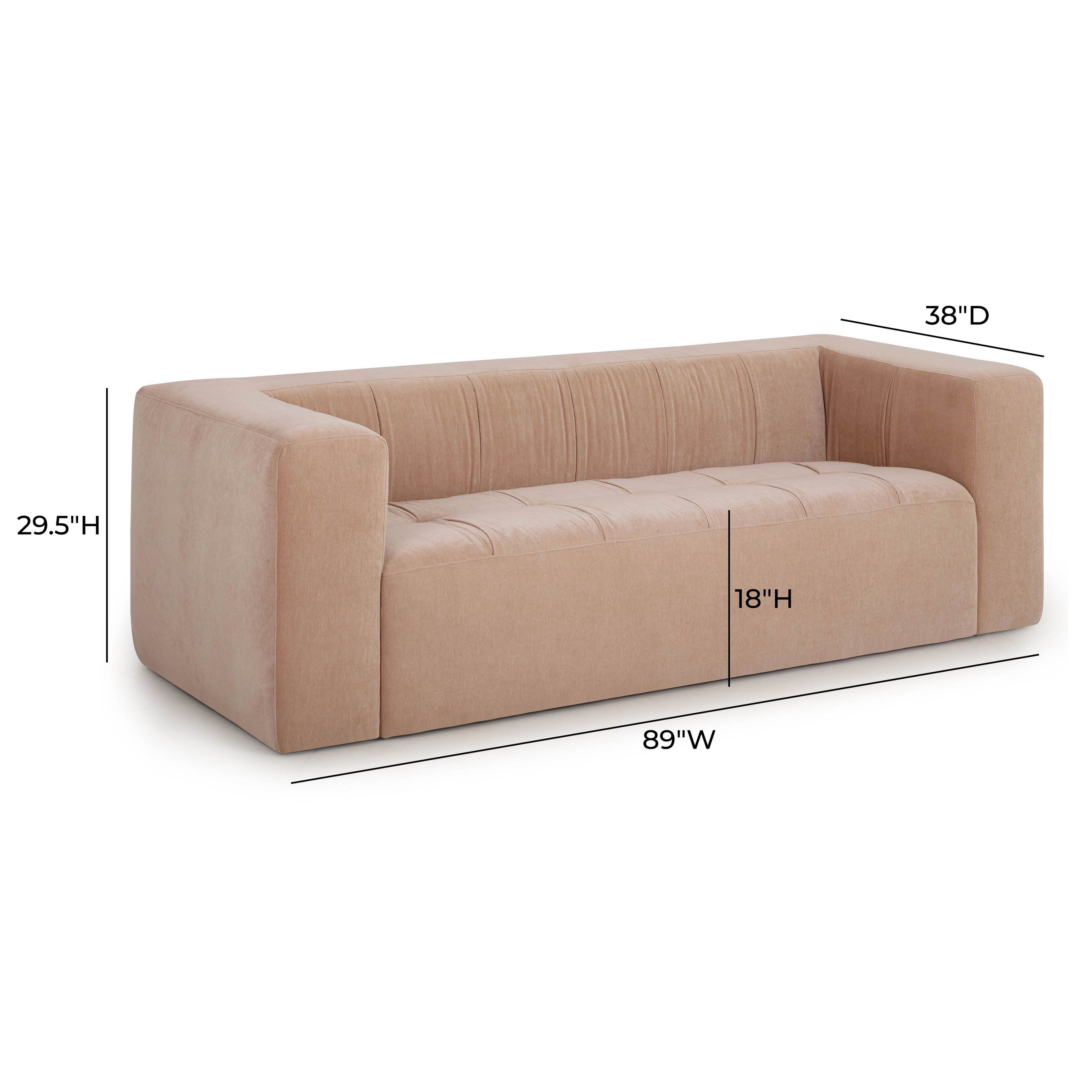 Alder Peach Chenille 89" Upcycled Sofa