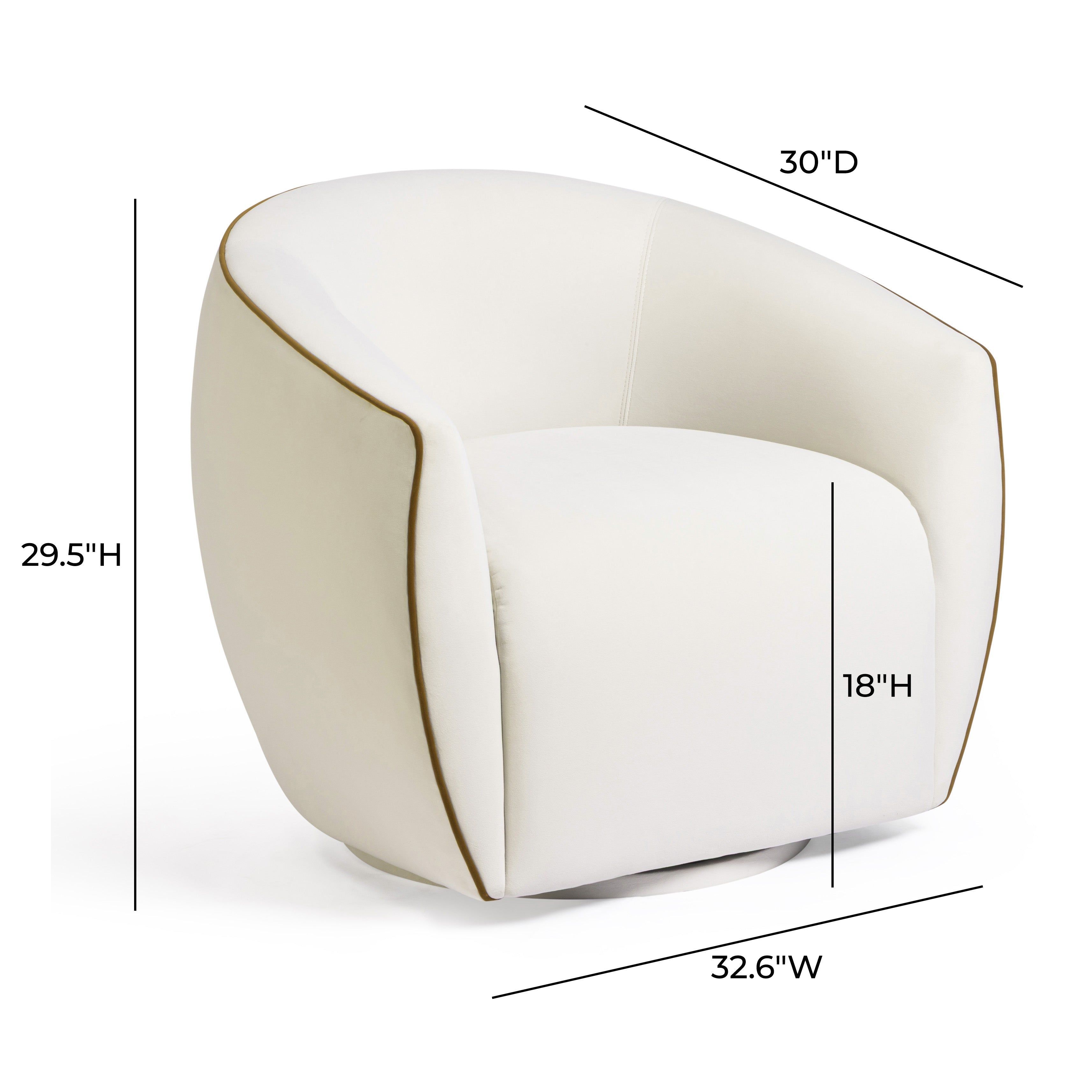 Jordan Cream and Chocolate Brown Performance Fabric Upholstered Swivel Accent Chair