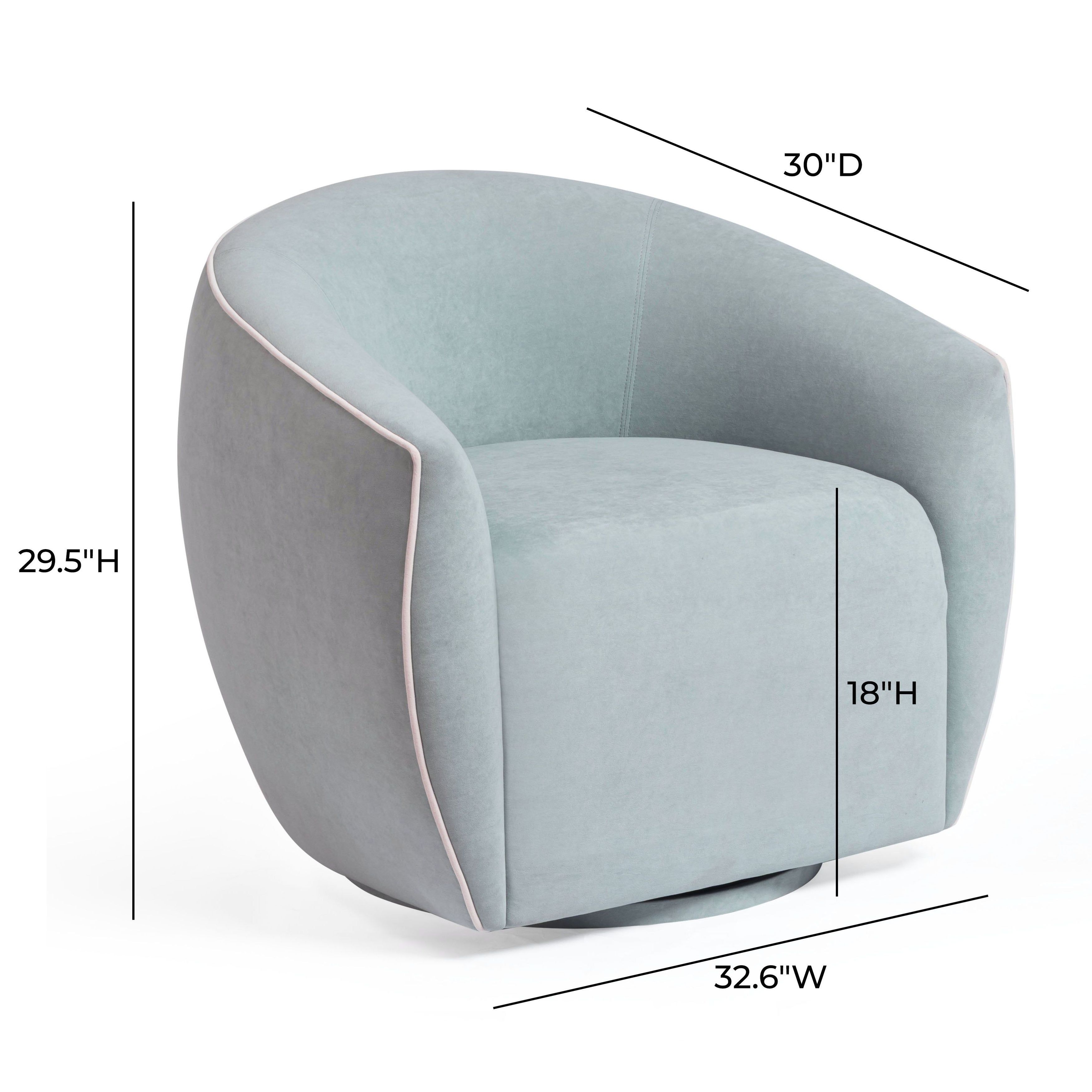 Jordan Baby Blue and Cream Performance Fabric Upholstered Swivel Accent Chair