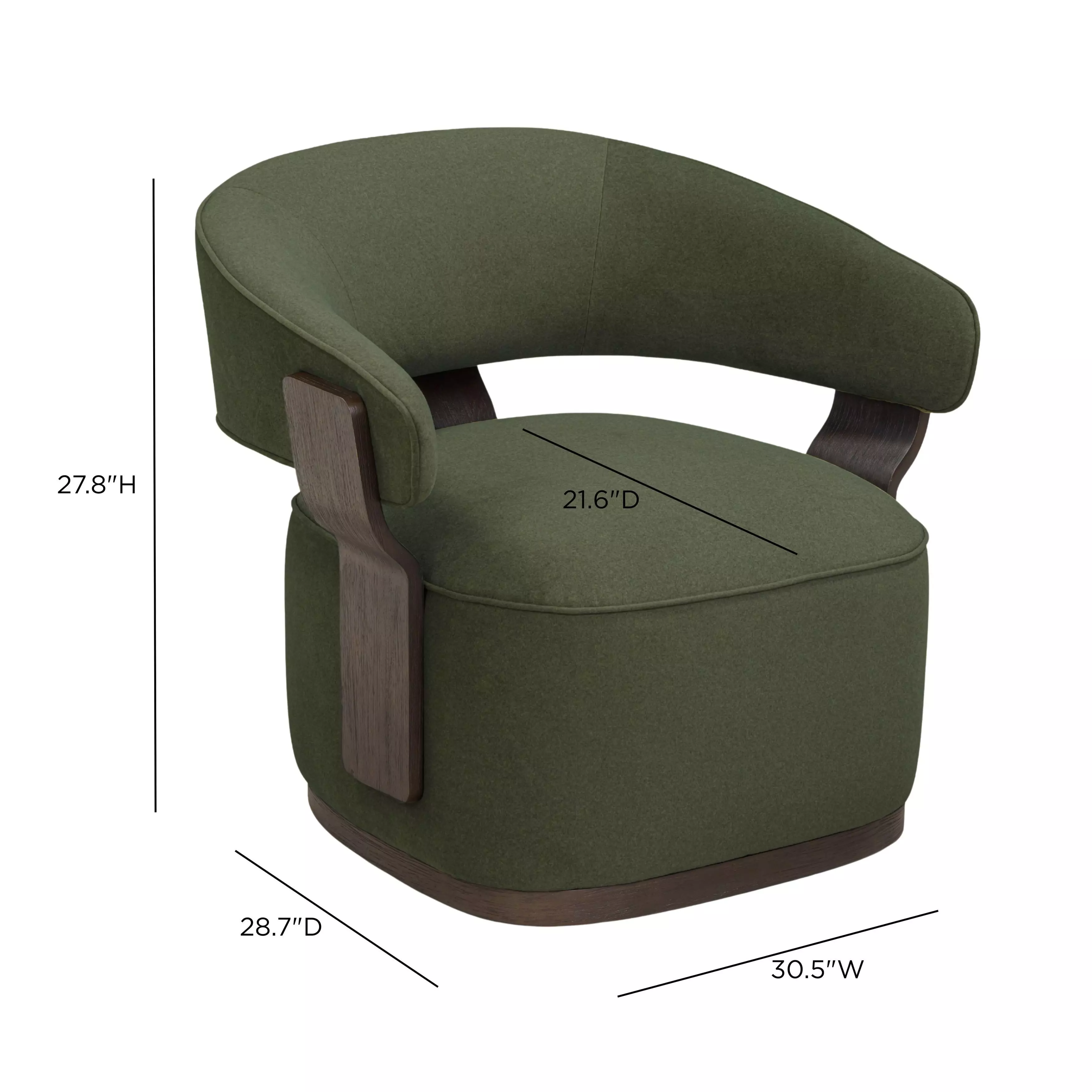Madison Dark Green Performance Fabric Upholstered Swivel Accent Chair