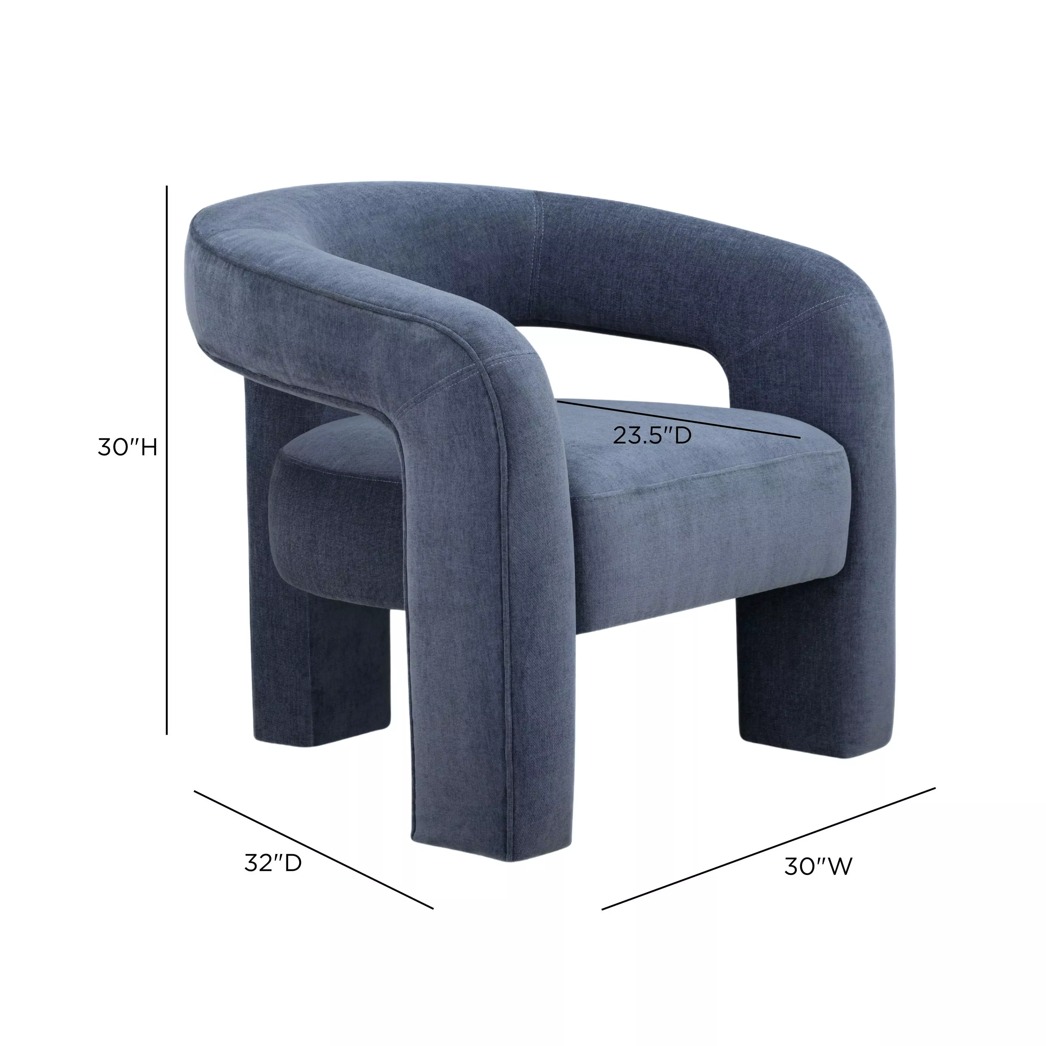 Malone Blue Denim Performance Chenille Upholstered Accent Chair