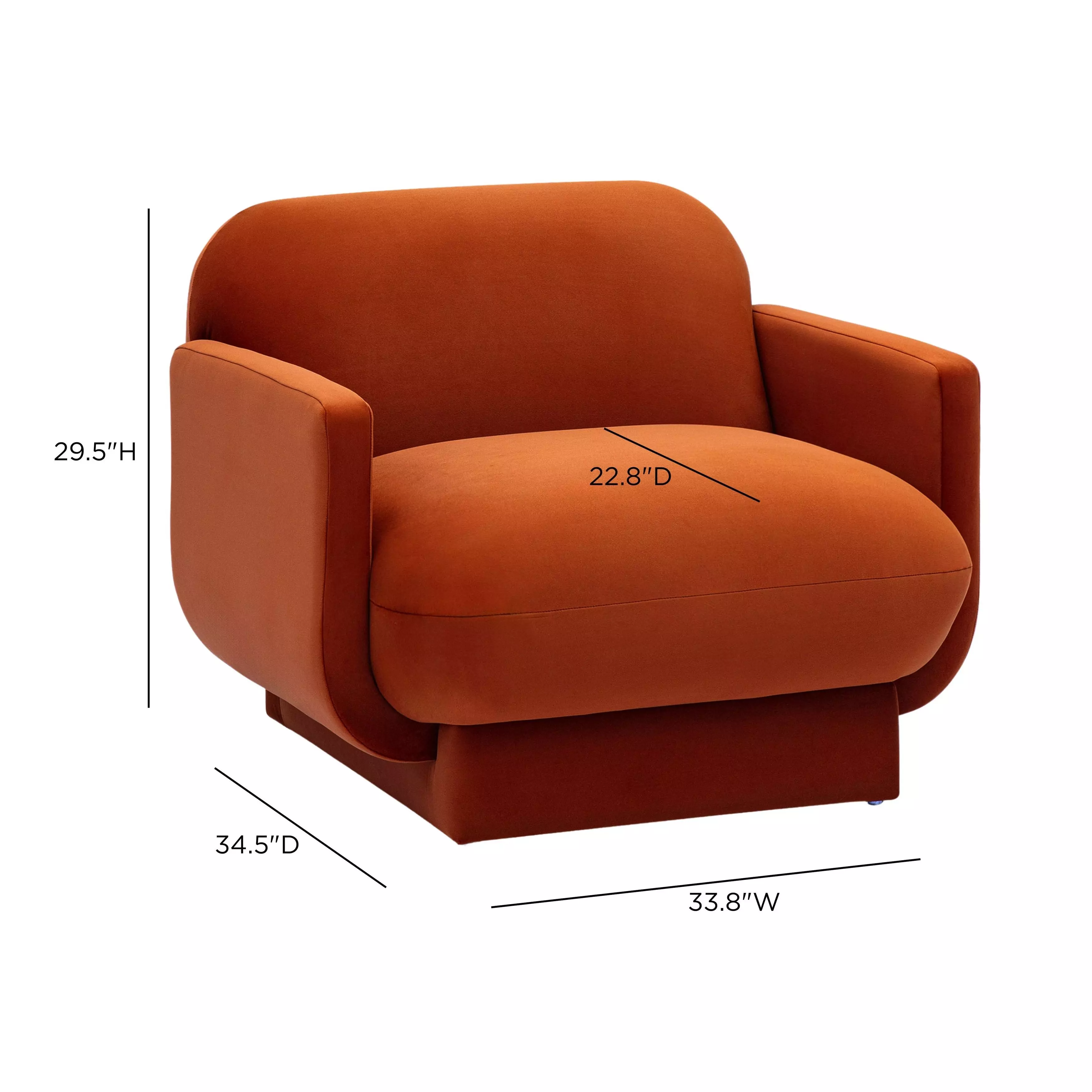 Azalea Rust Orange Performance Velvet Upholstered Accent Chair