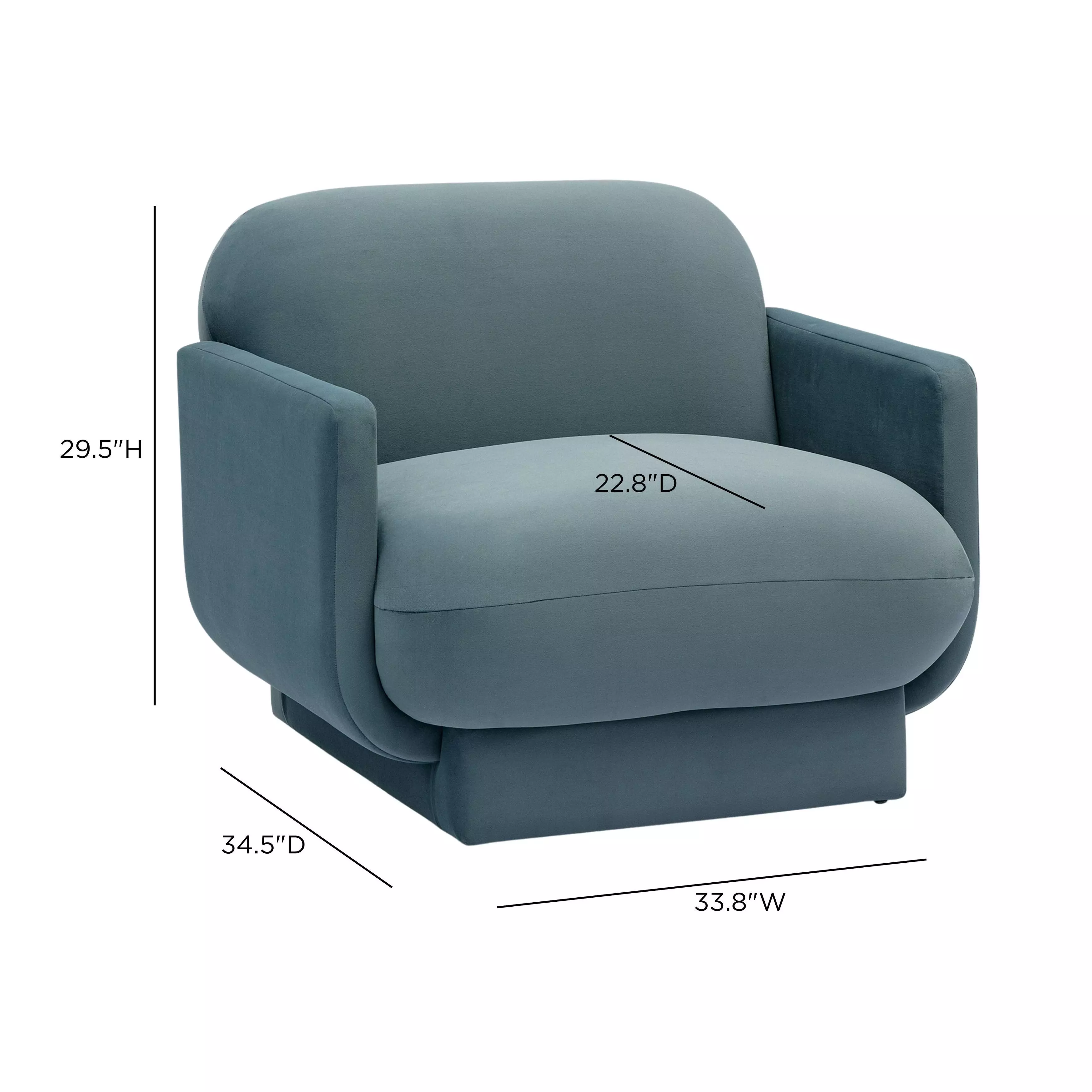 Azalea Powder Blue Performance Velvet Upholstered Accent Chair