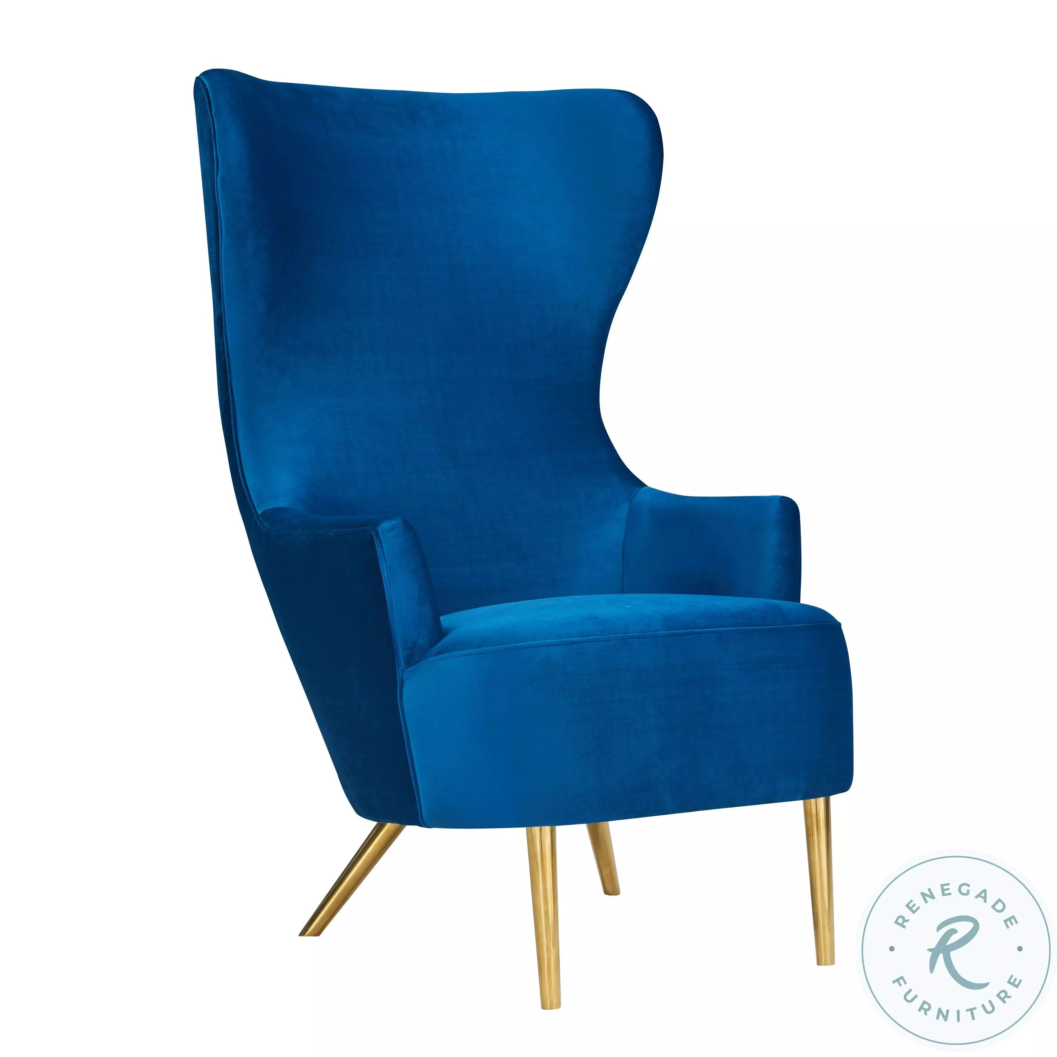 Julia Navy Wingback Velvet Chair by Inspire Me Home Decor From