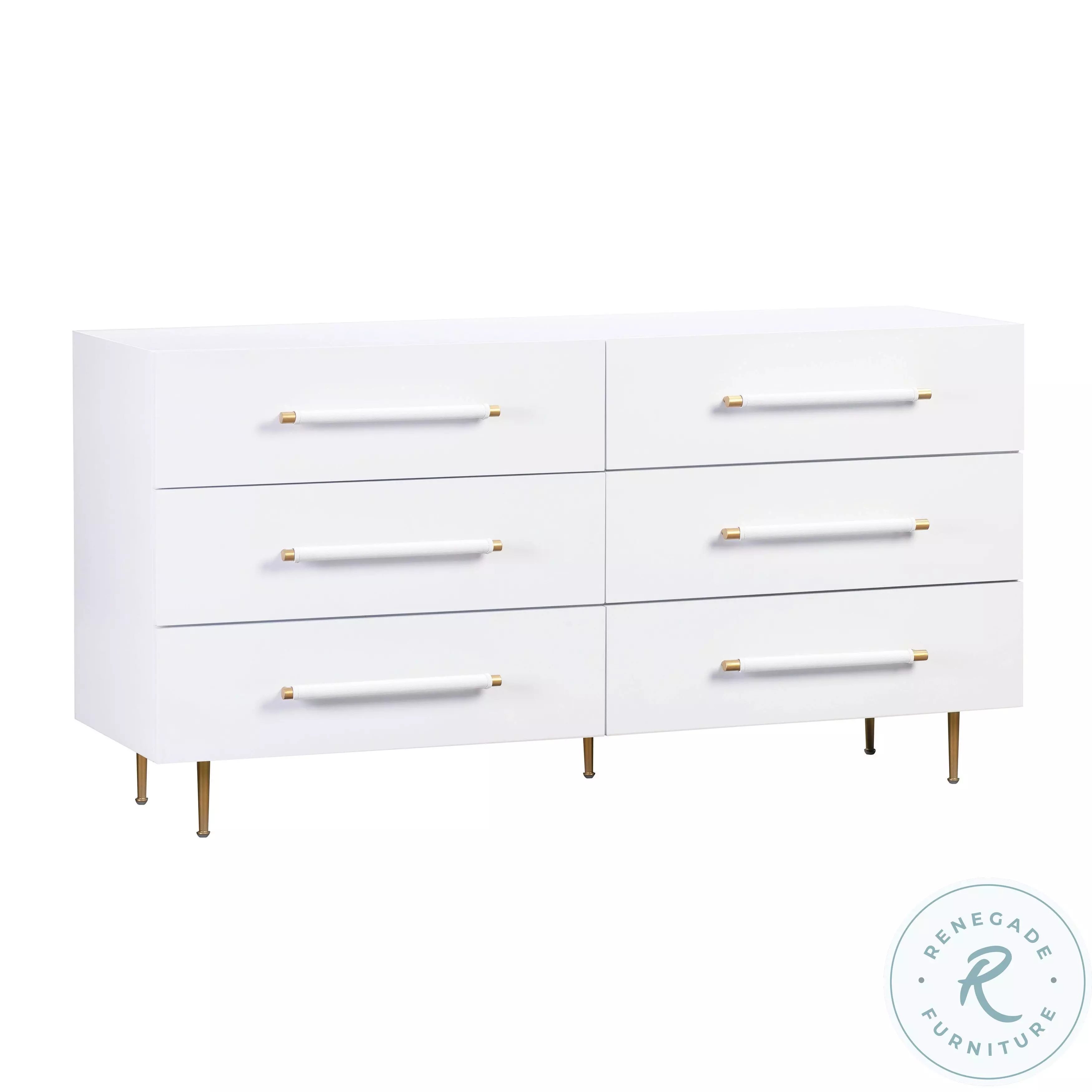 Trident White 6 Drawer Dresser From TOV | Coleman Furniture