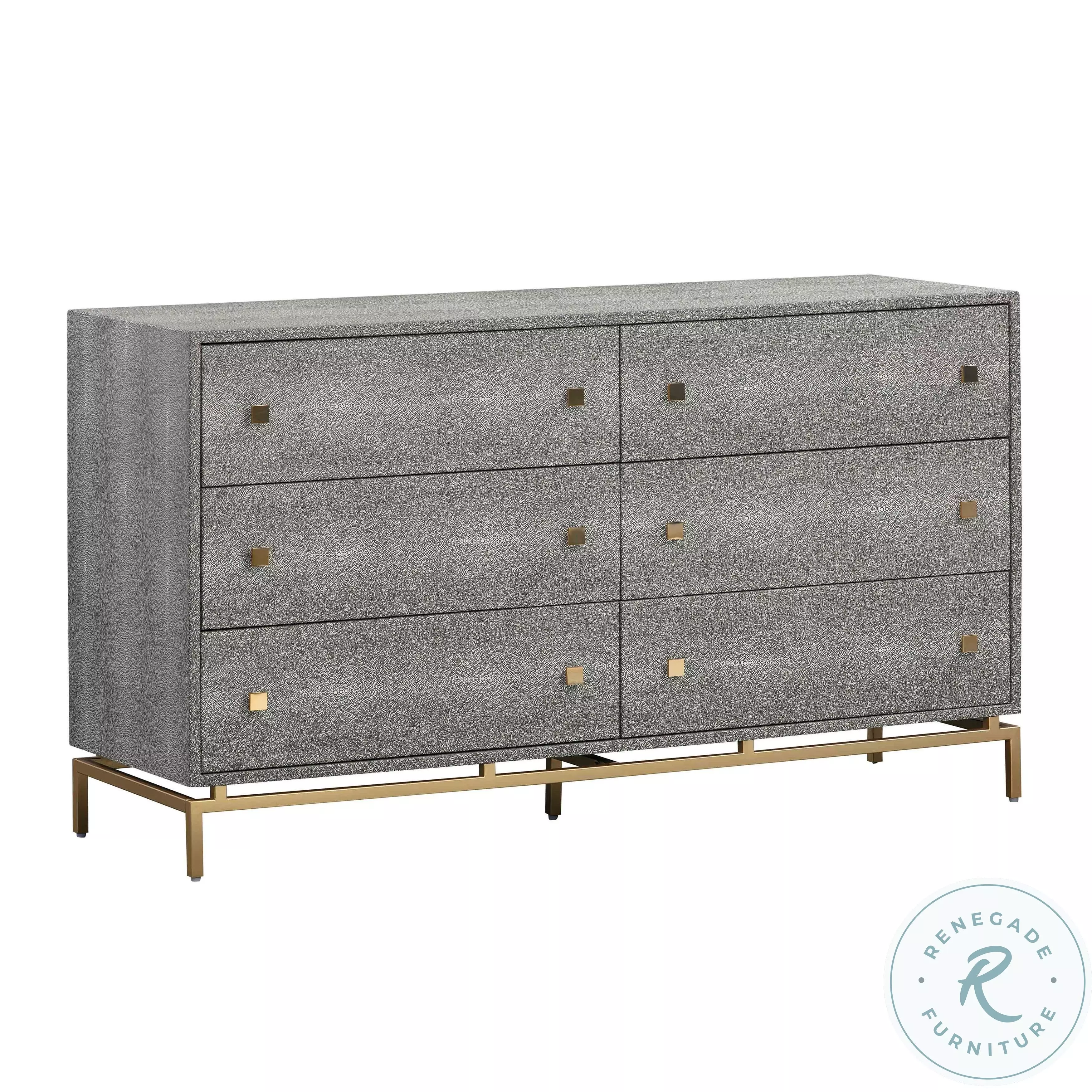 Pesce Shagreen 6 Drawer Dresser From TOV | Coleman Furniture
