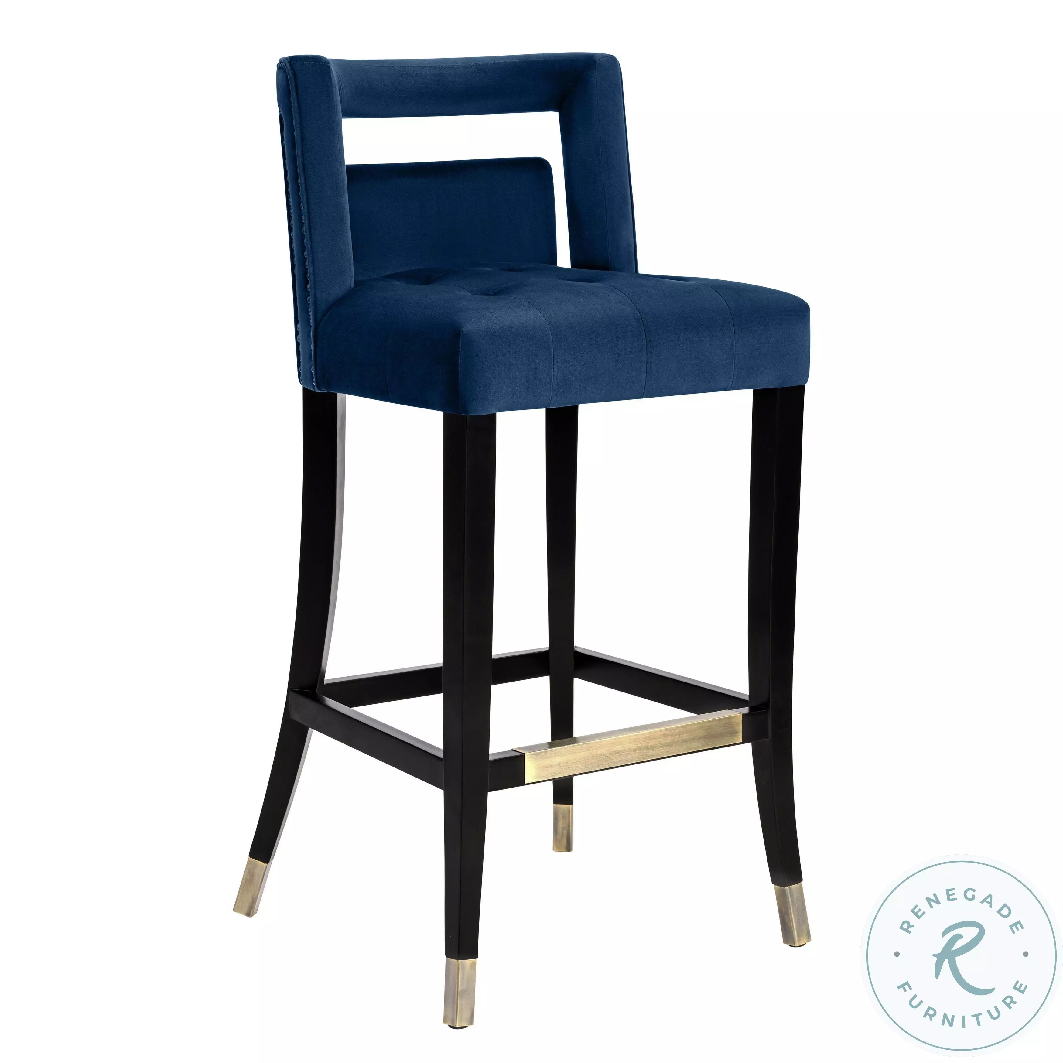 Hart Navy Velvet Counter Stool from TOV | Coleman Furniture