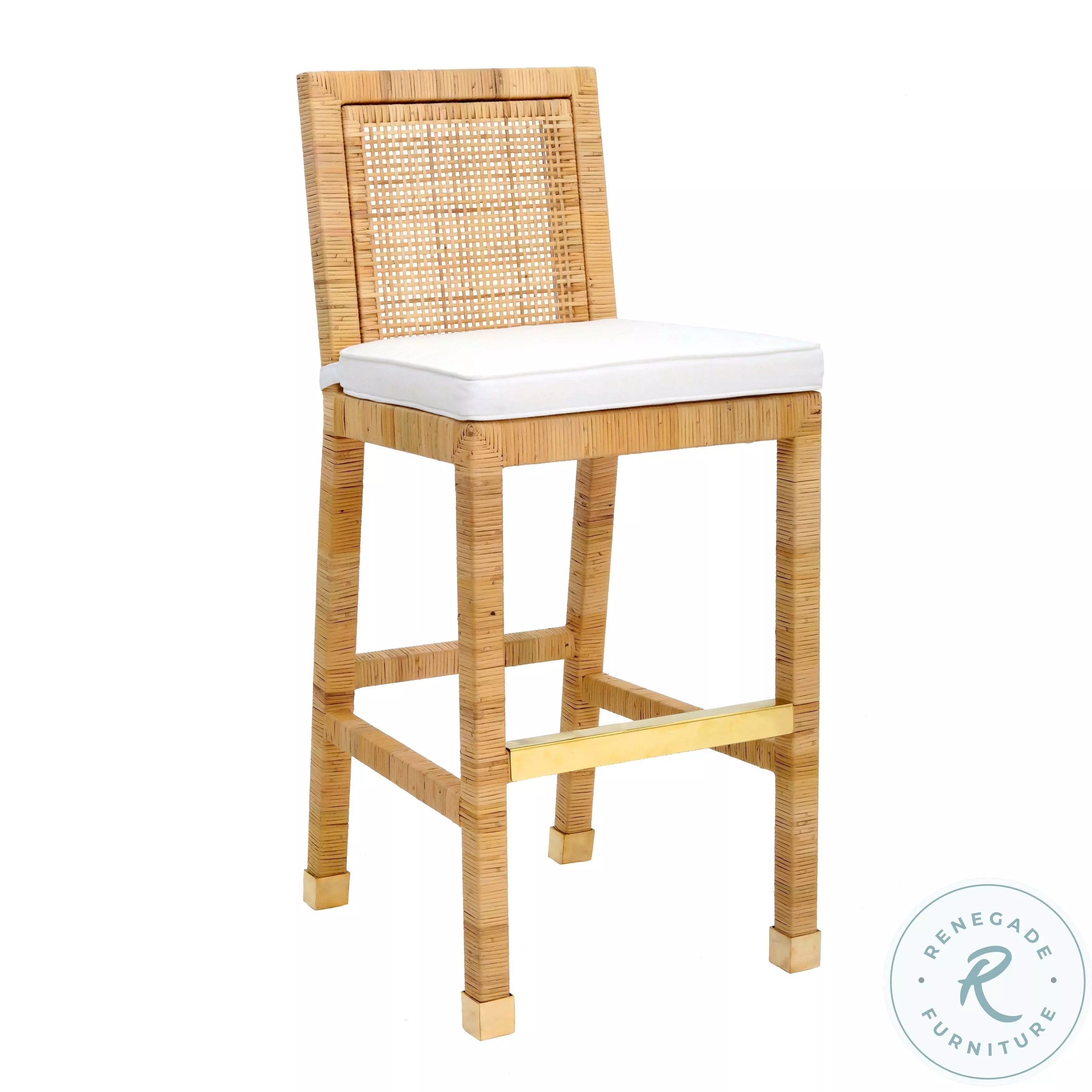 Amara White And Natural Rattan Bar Stool From Home Gallery Stores