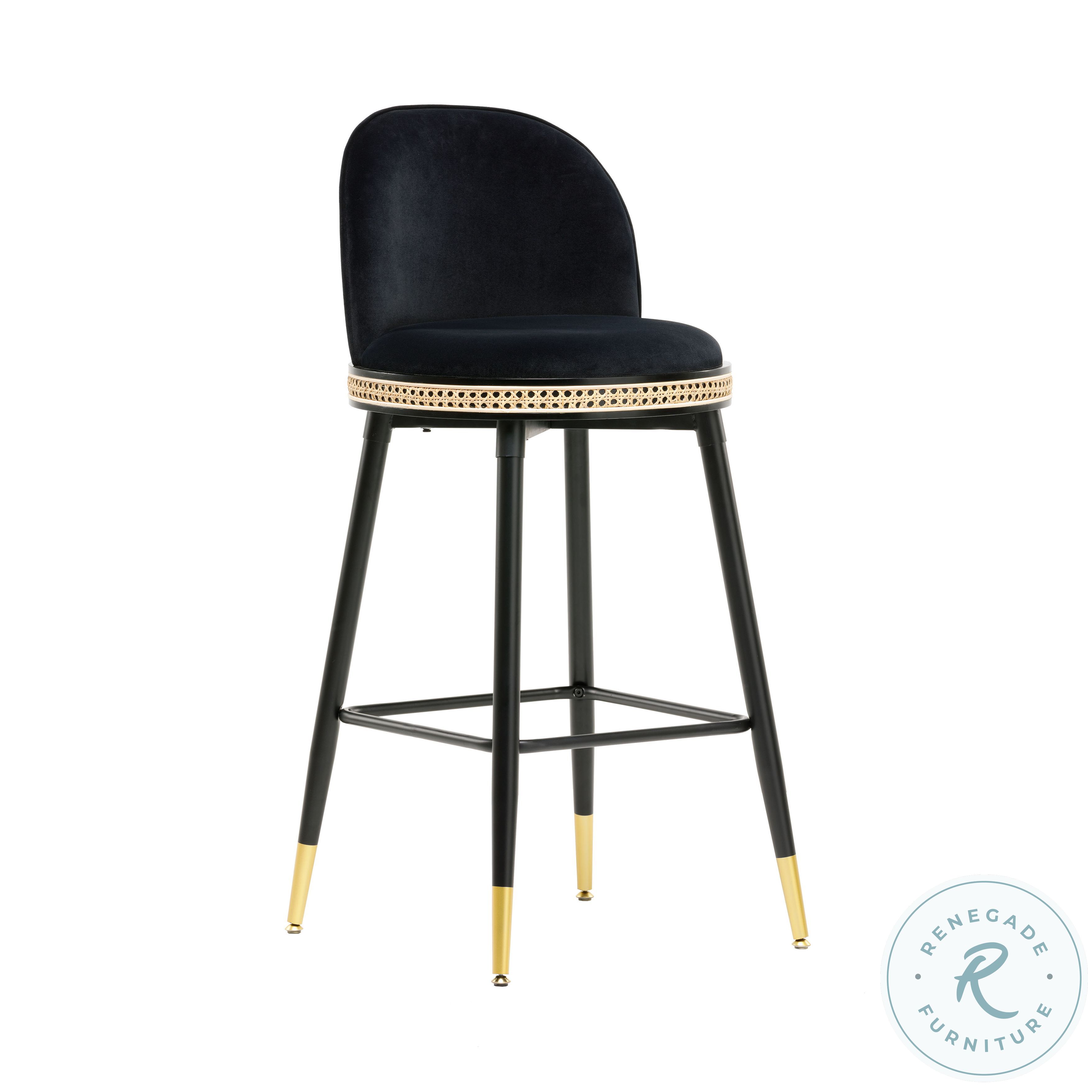 Harley Black Velvet Bar Stool From TOV Coleman Furniture
