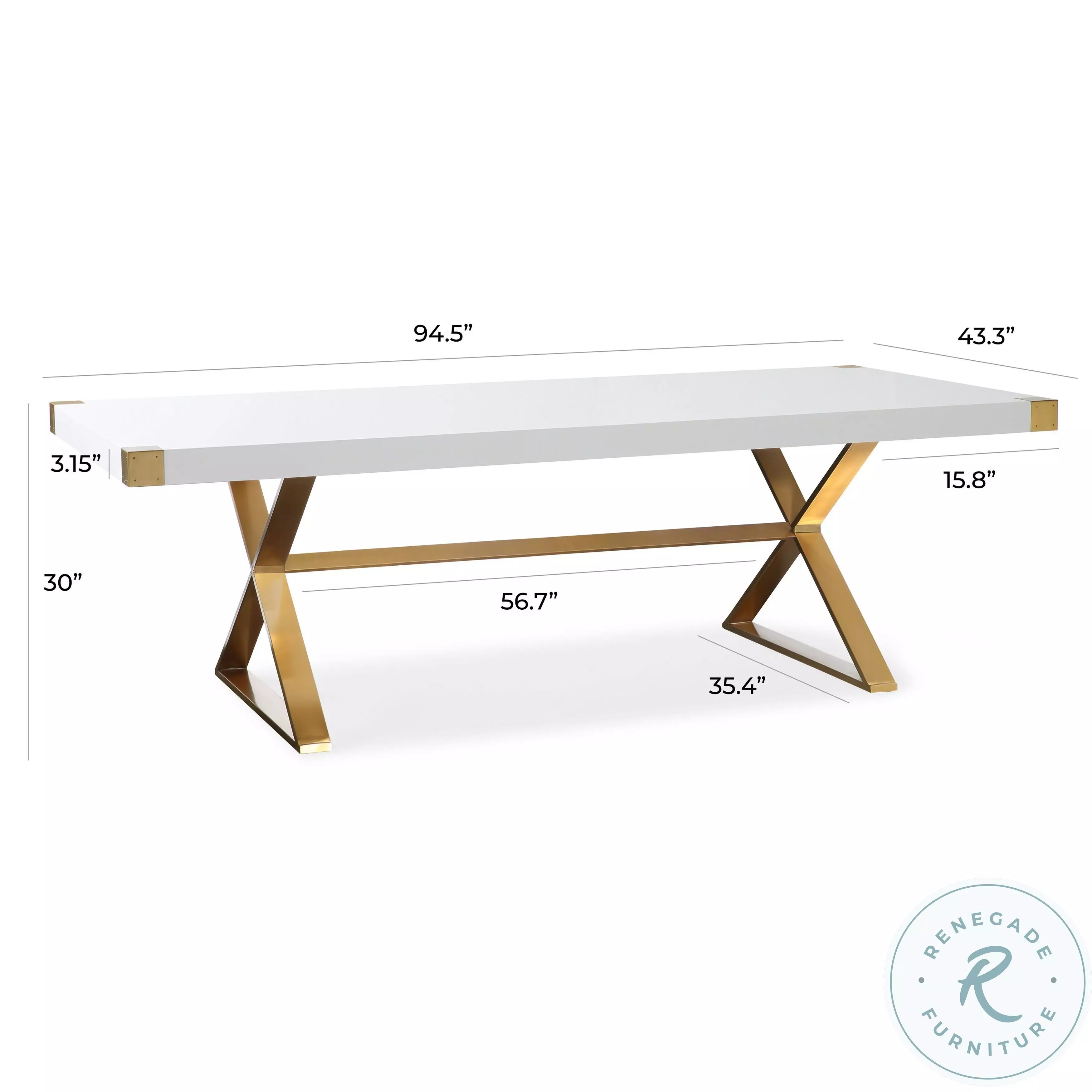 Adeline White and Gold Dining Table