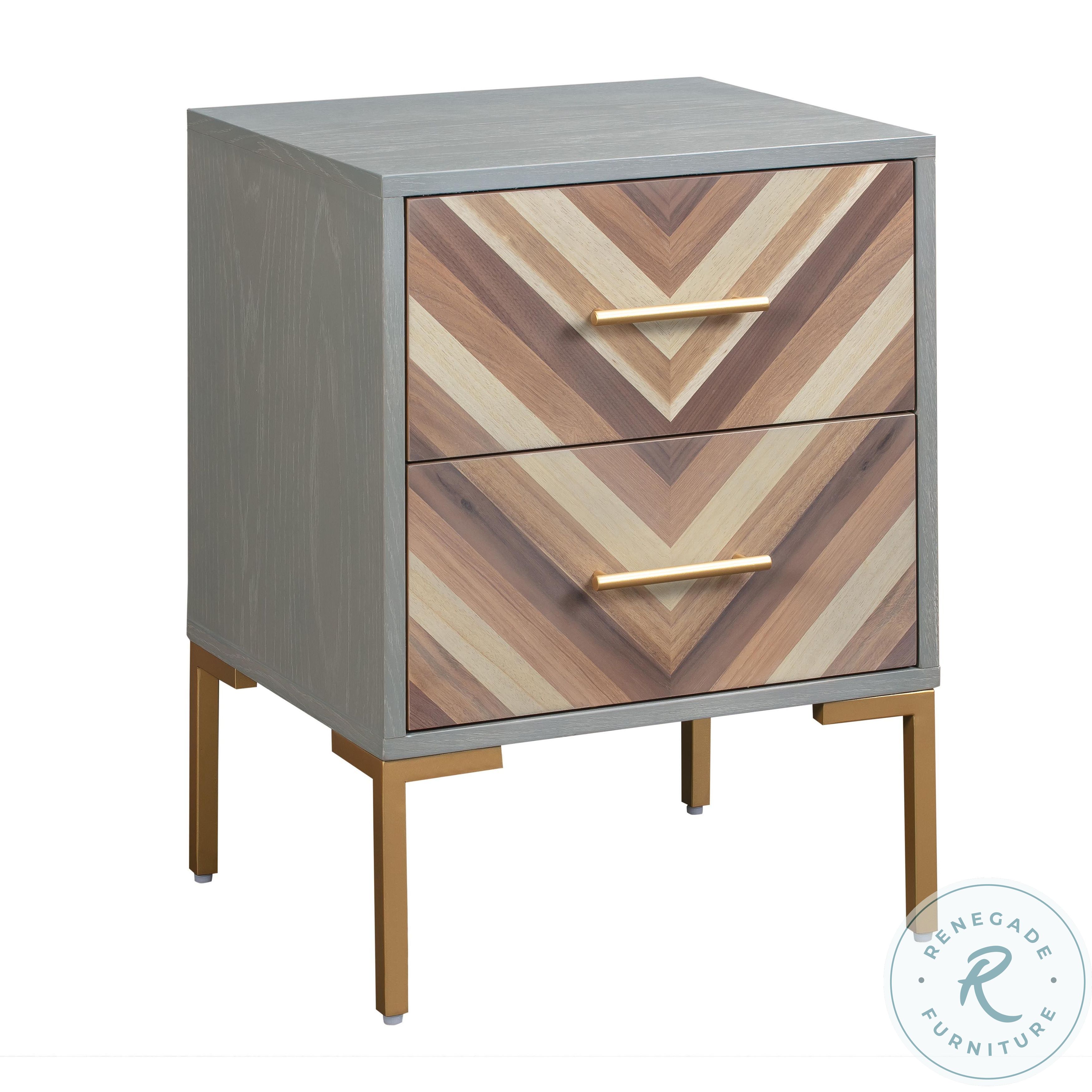 Quinn Gray and Gold Nightstand from TOV Coleman Furniture