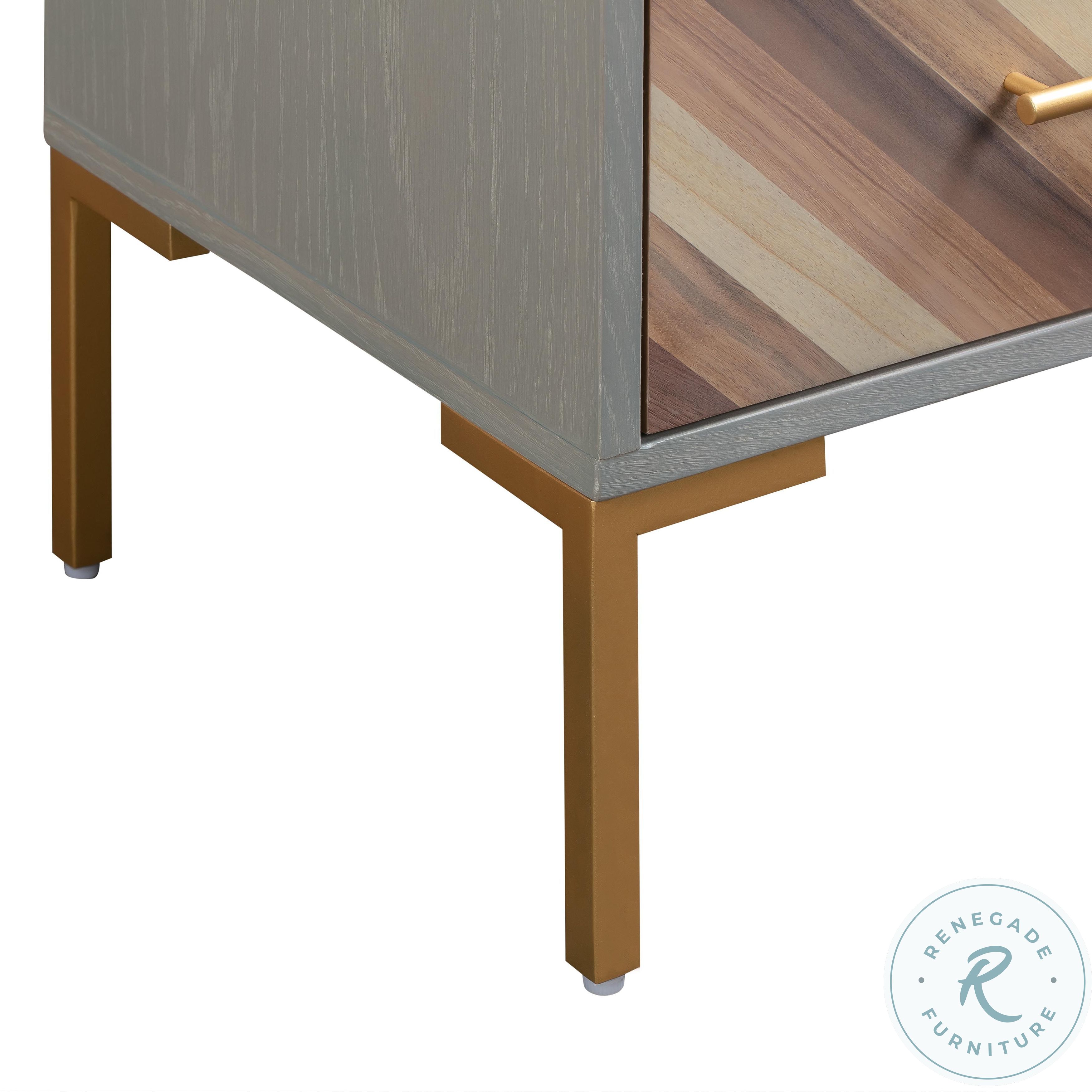 Quinn Gray and Gold Nightstand from TOV Coleman Furniture
