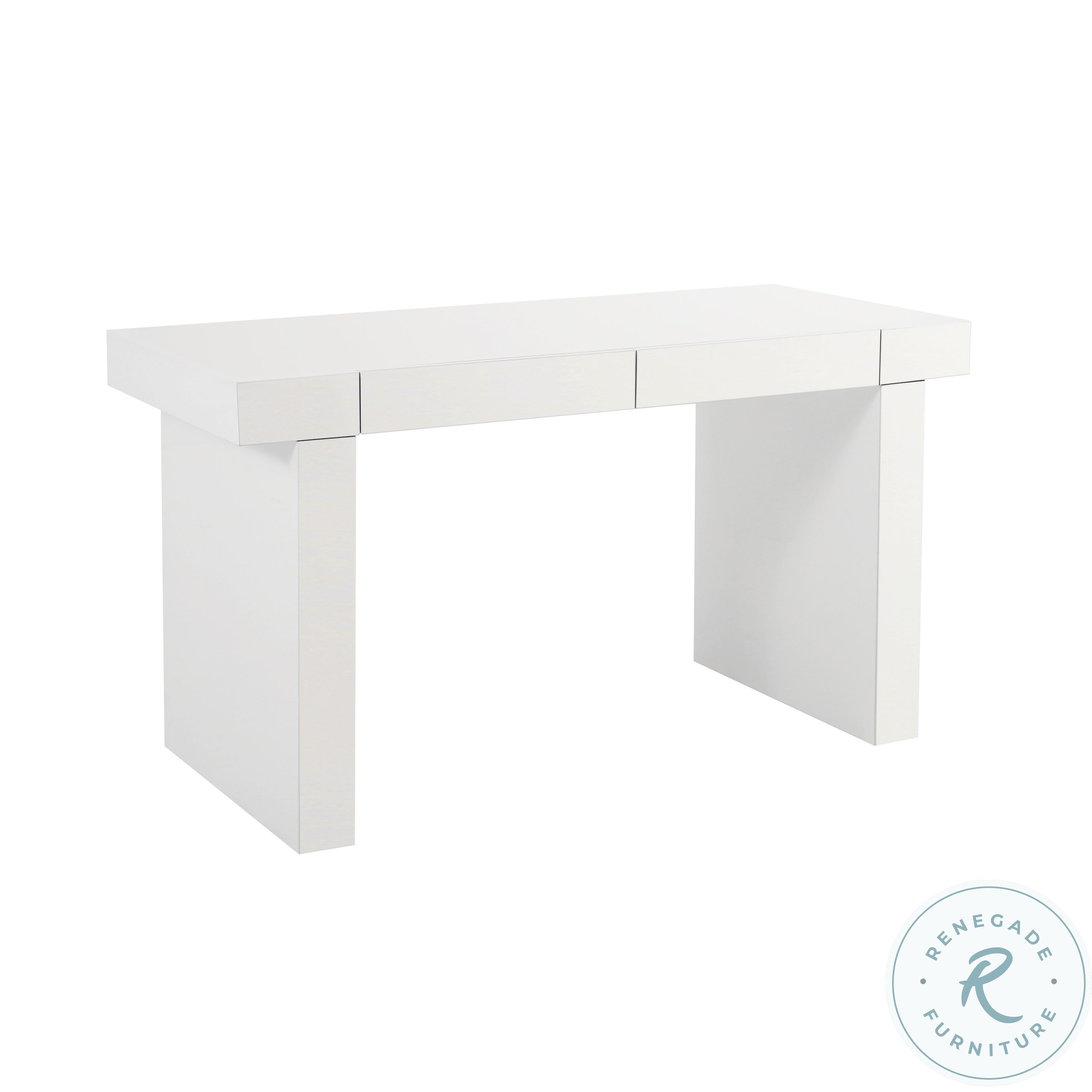 Clara Glossy White Lacquer Home Office Set From TOV Coleman Furniture