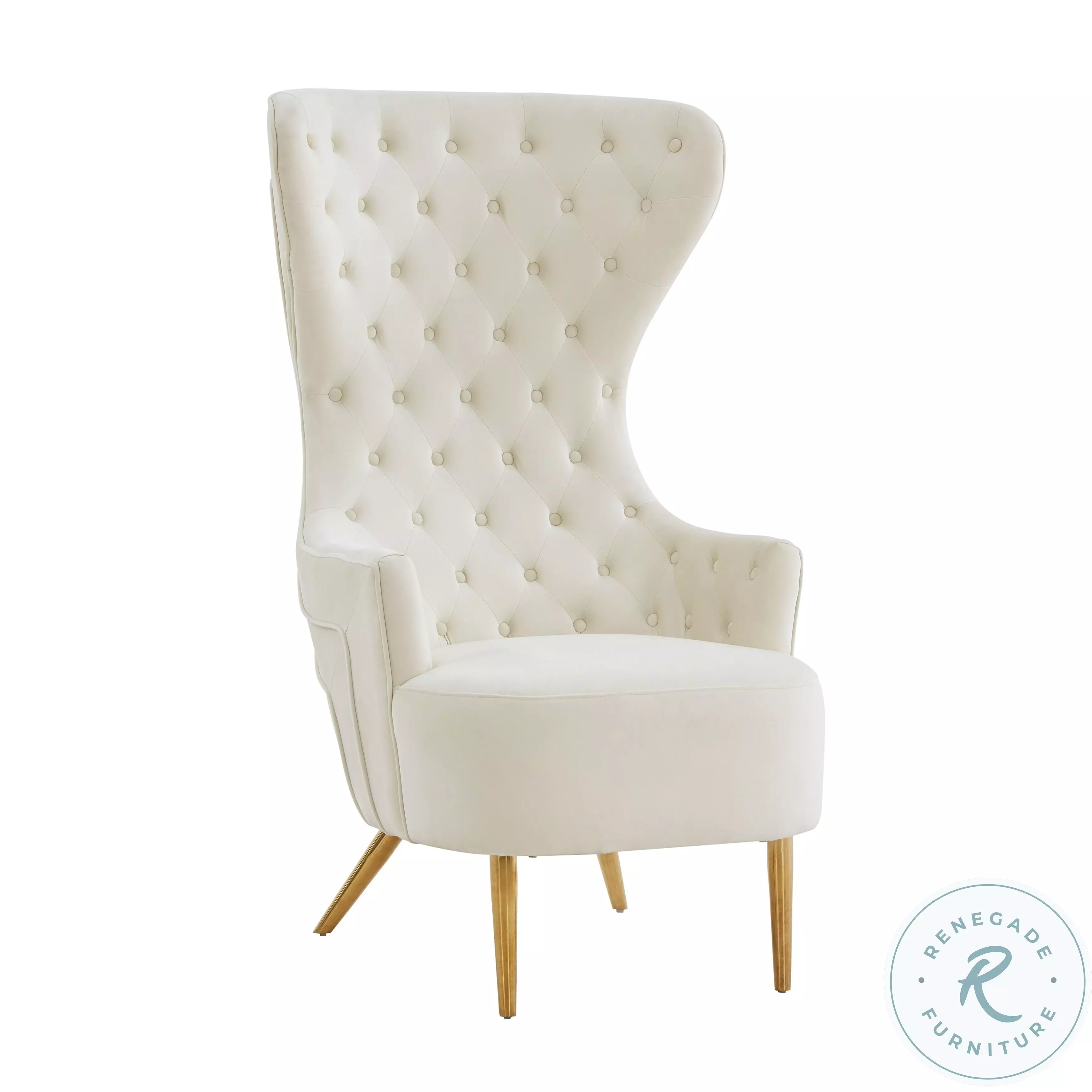 Jezebel Cream Velvet Wingback Chair by Inspire Me Home Decor From