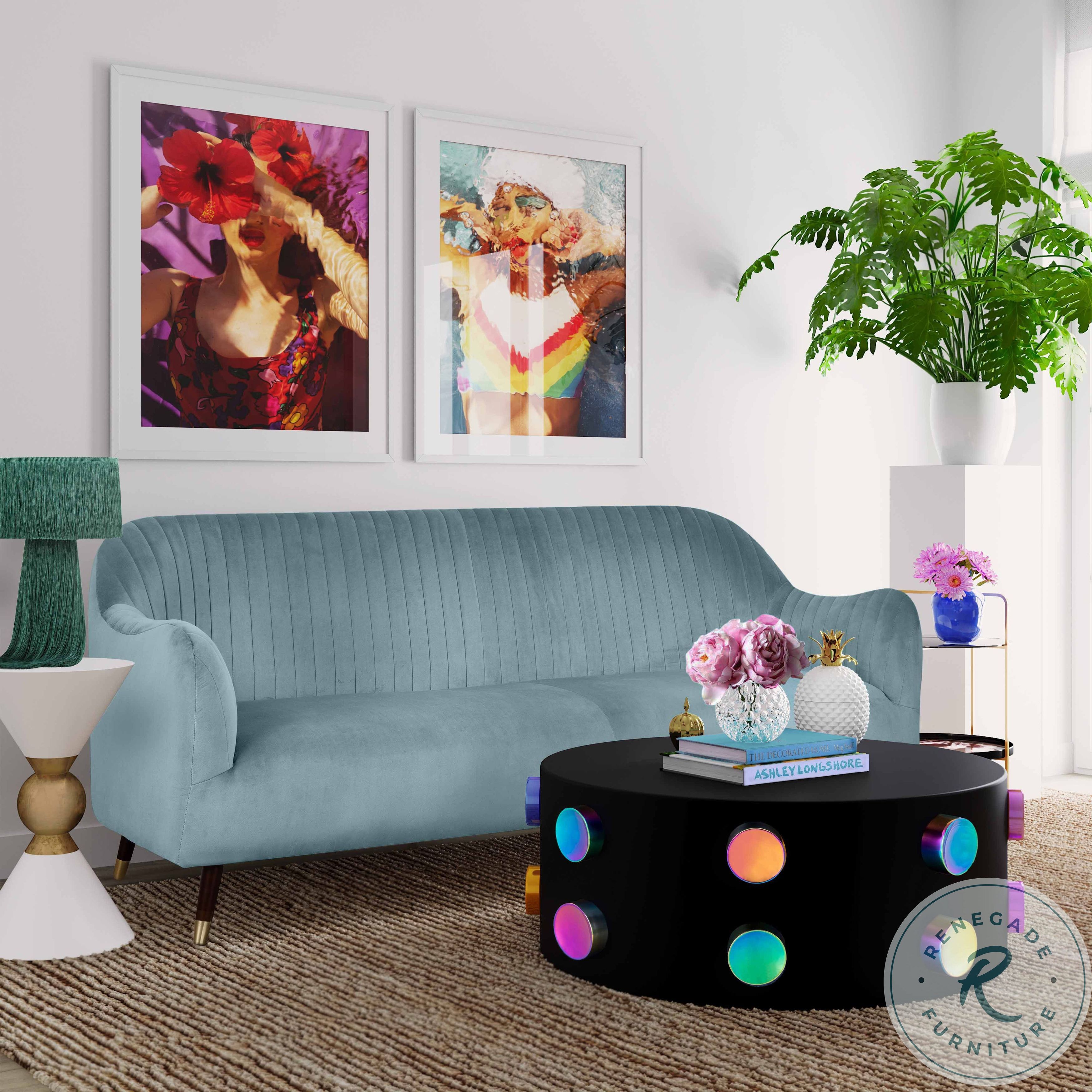 Natalia Bluestone Velvet Sofa from TOV Coleman Furniture