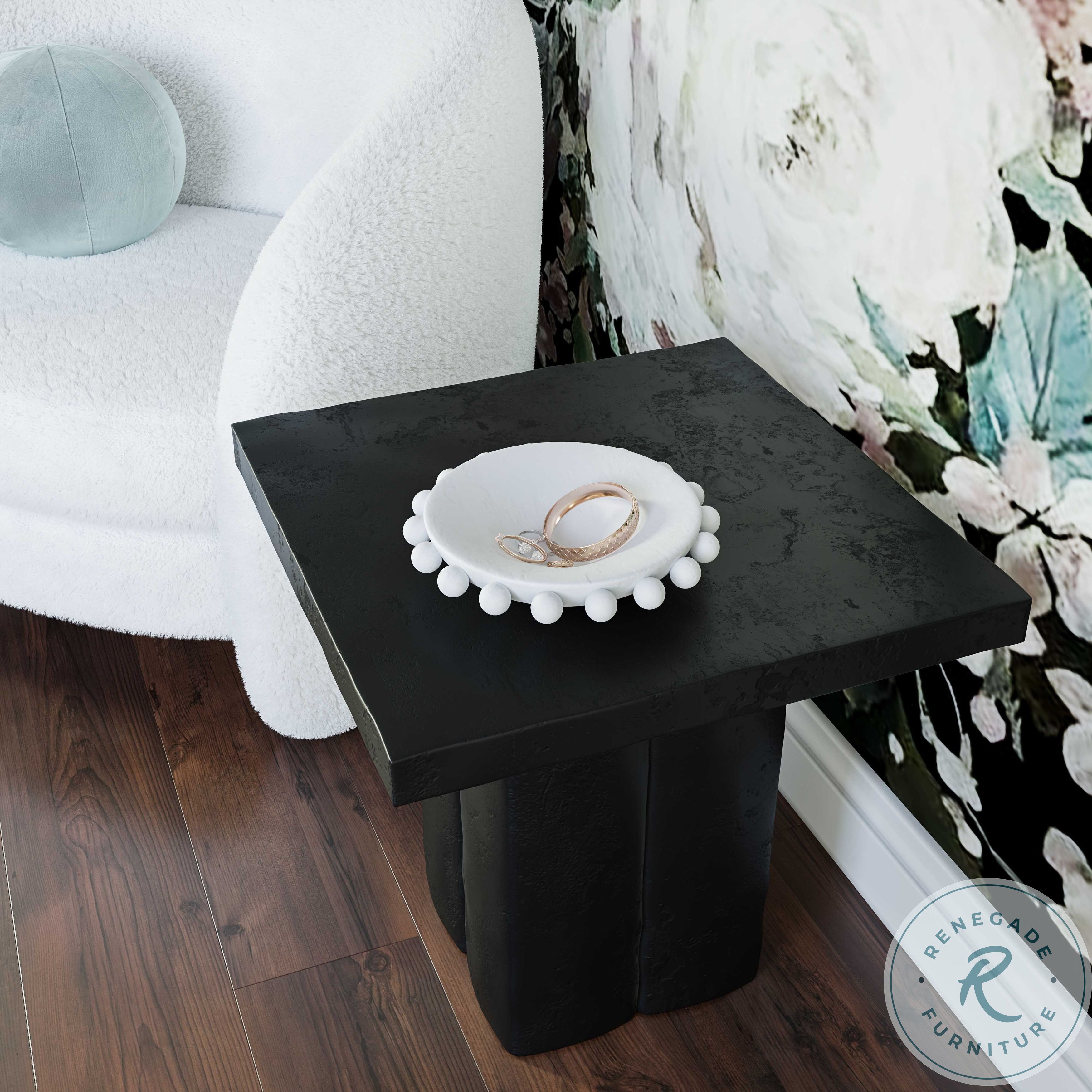 Kayla Black Concrete Side Table From TOV | Coleman Furniture