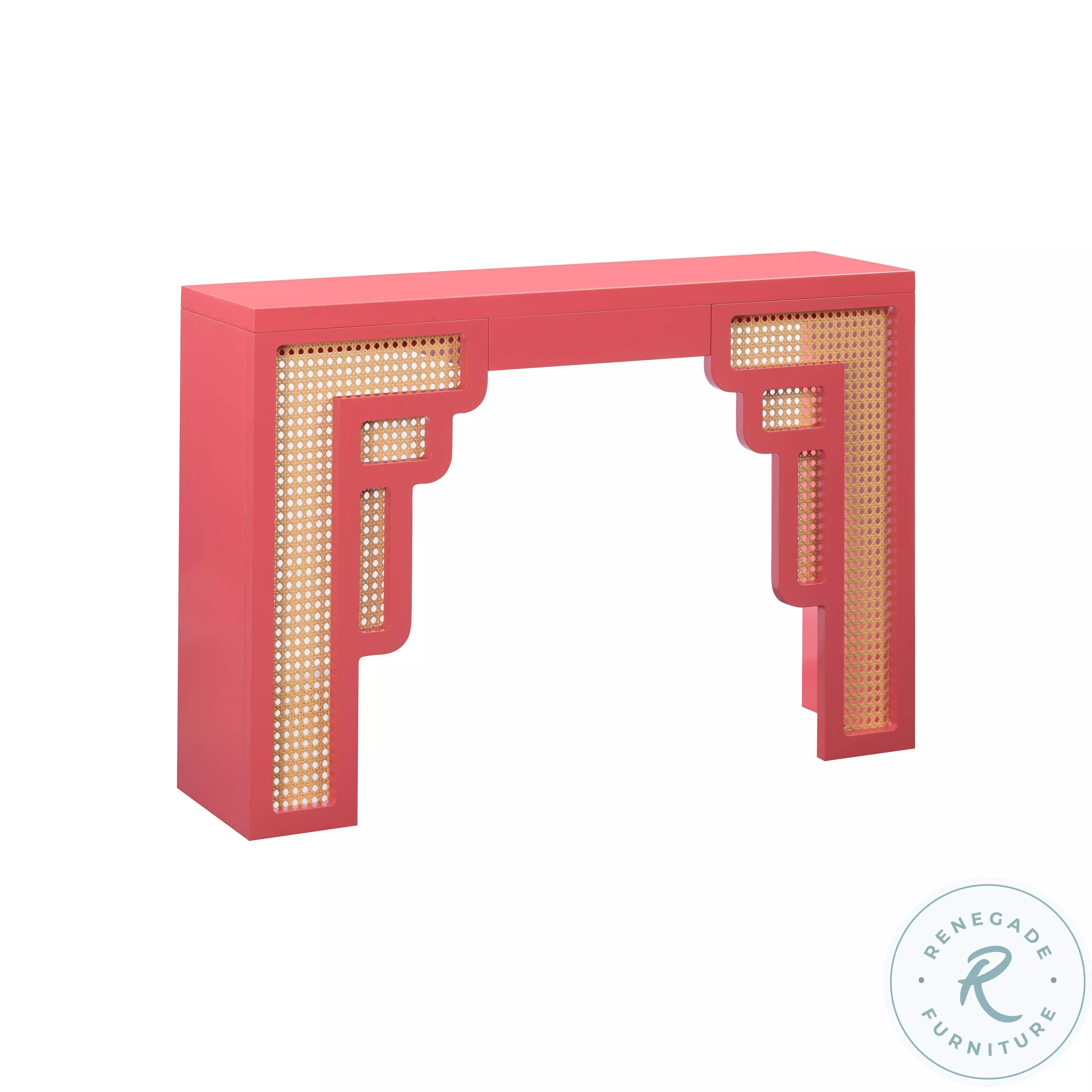 Suzie Coral Pink And Rattan Console Table From TOV | Coleman Furniture
