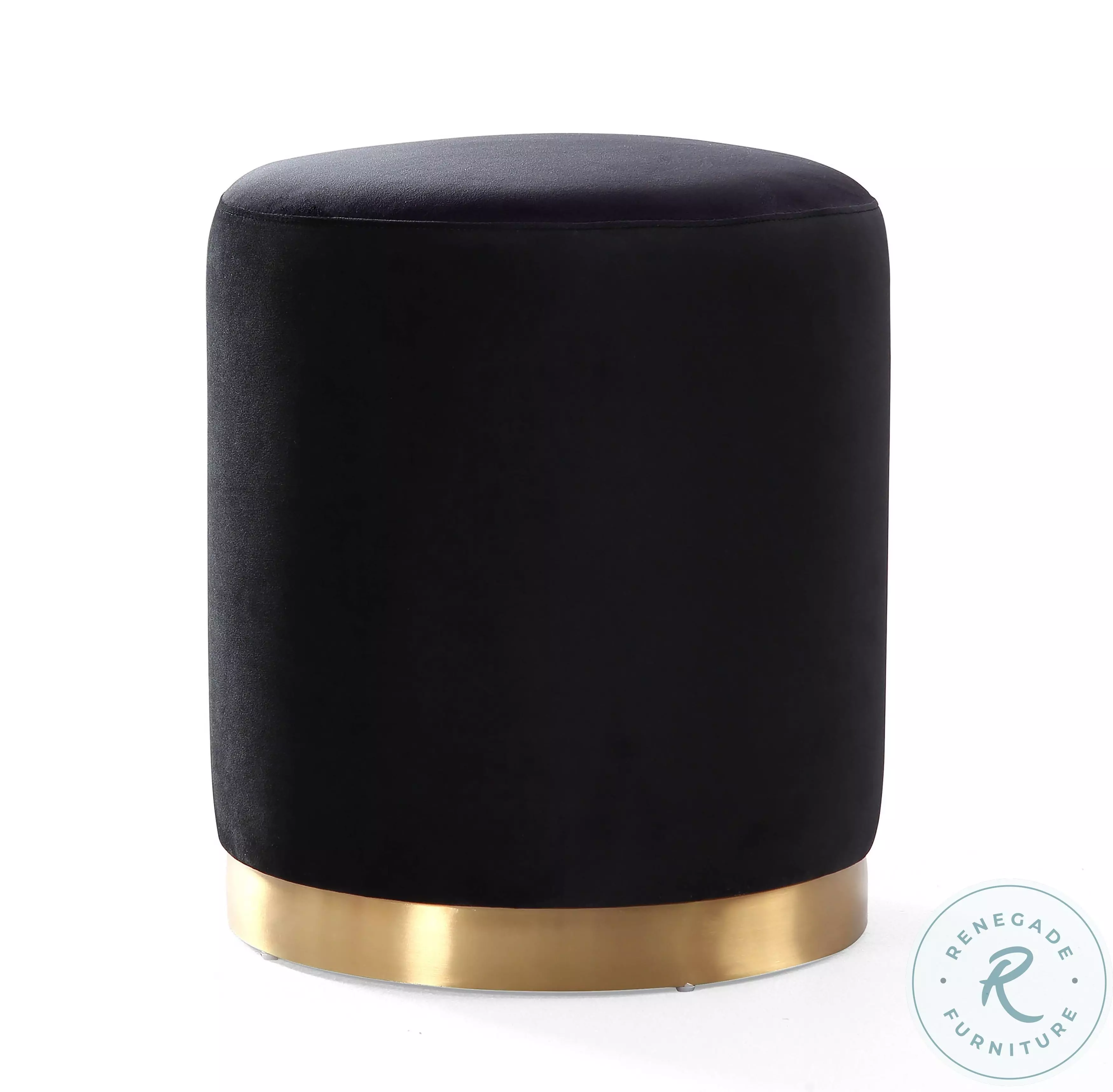♡アンティーク　象嵌 　金彩 オットマン チェア スツール 鞍型 黒♡ Opal Black Velvet and Gold Metal Ottoman from TOV | Coleman Furniture