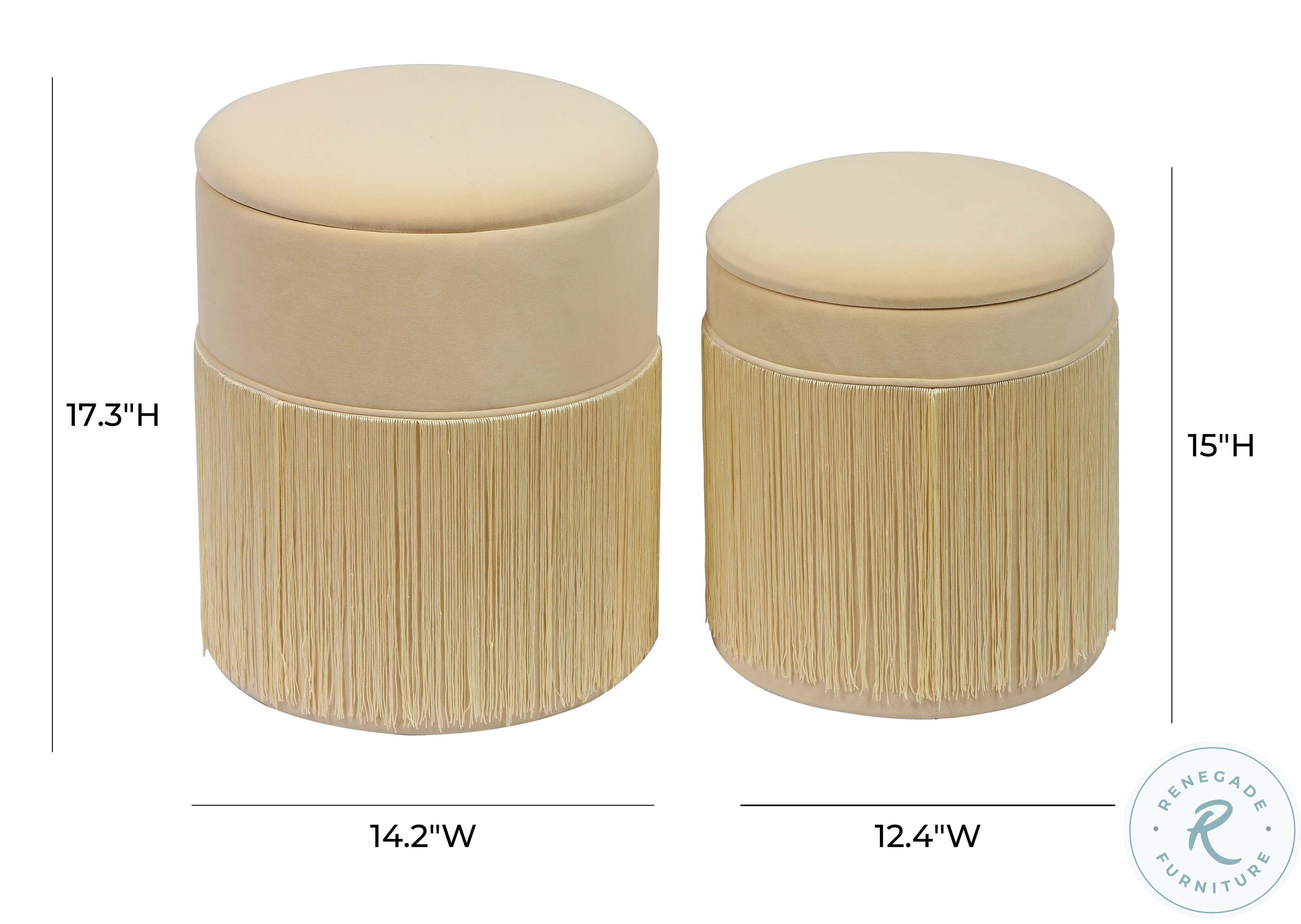 Tassel Cream Storage Ottoman Set of 2 from TOV Coleman Furniture