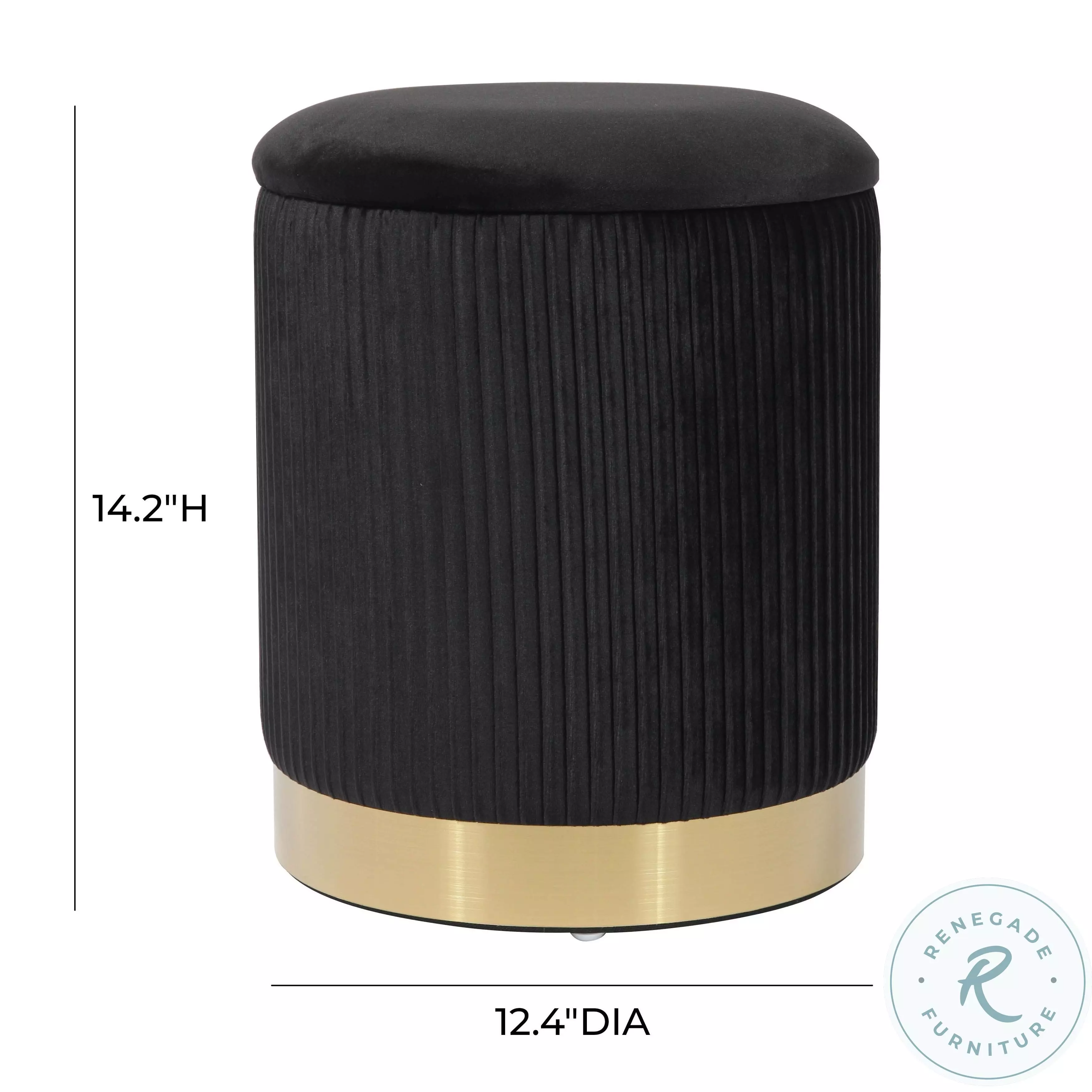 Zoe Black Velvet Storage Ottoman