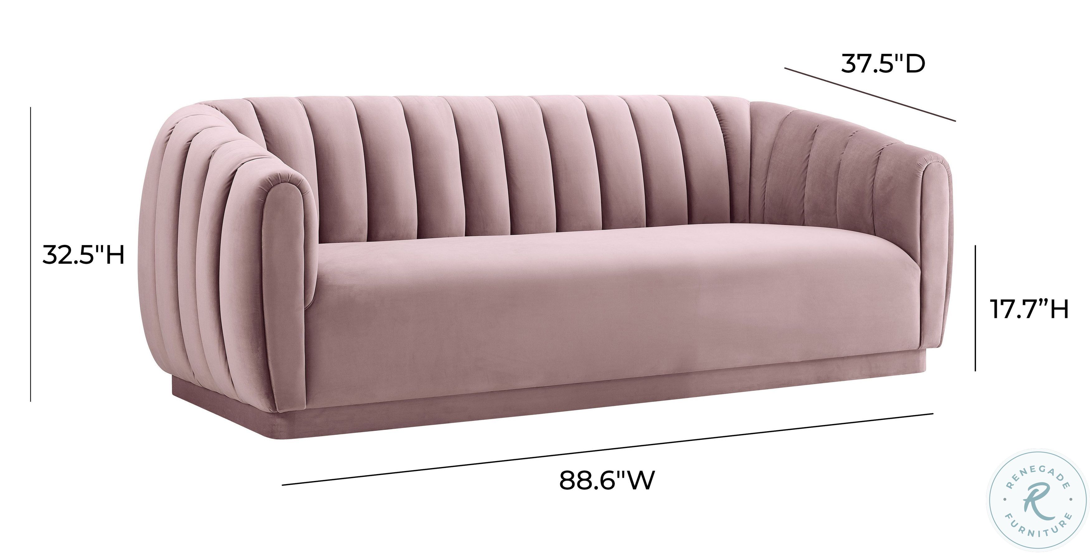 Arno Blush Velvet Sofa from TOV Coleman Furniture