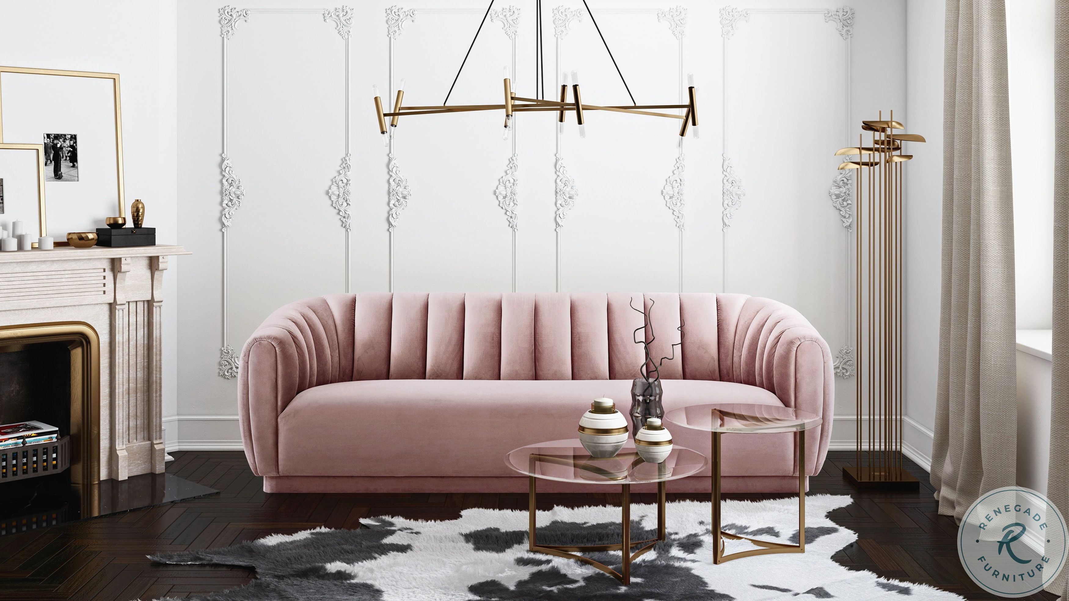 Arno Blush Velvet Sofa from TOV Coleman Furniture