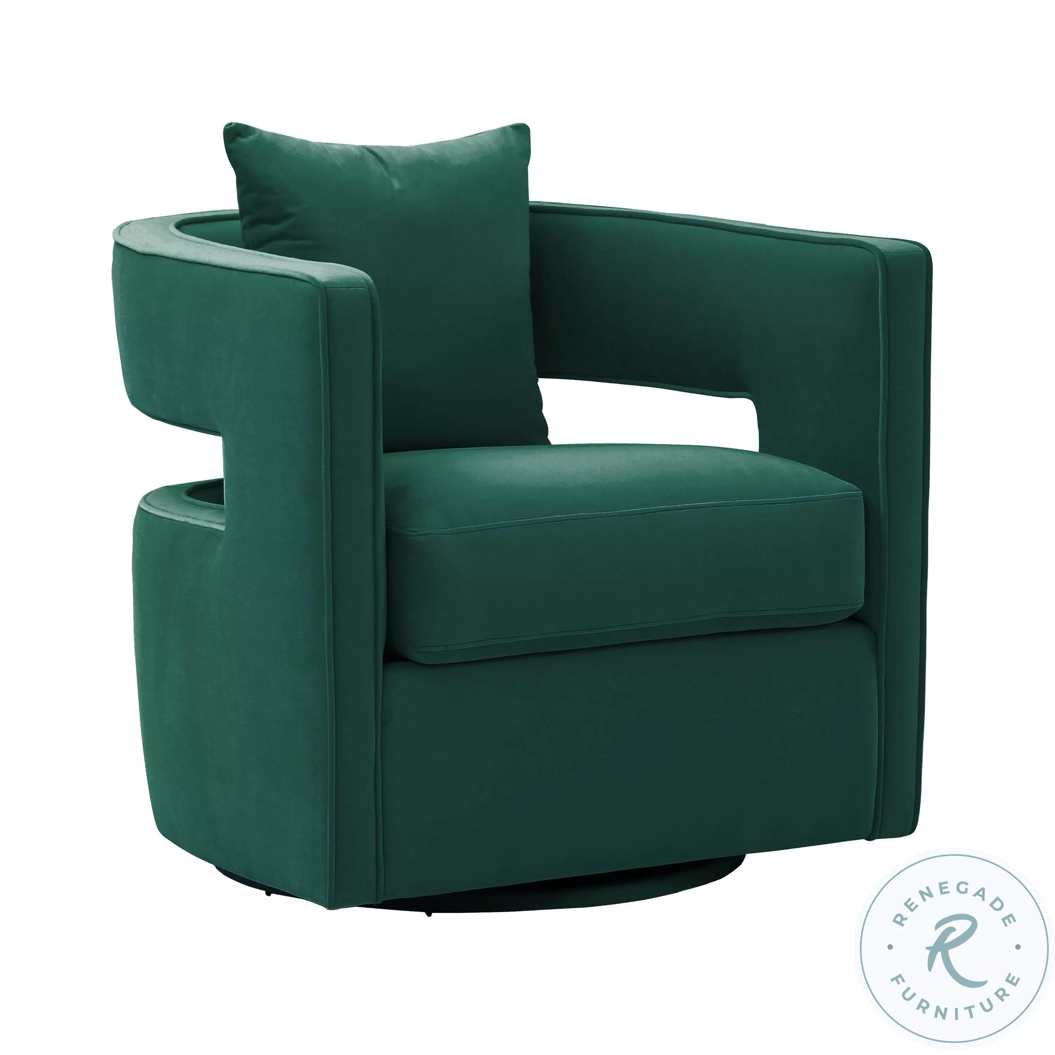 Kennedy Forest Green Velvet Swivel Chair From TOV | Coleman Furniture
