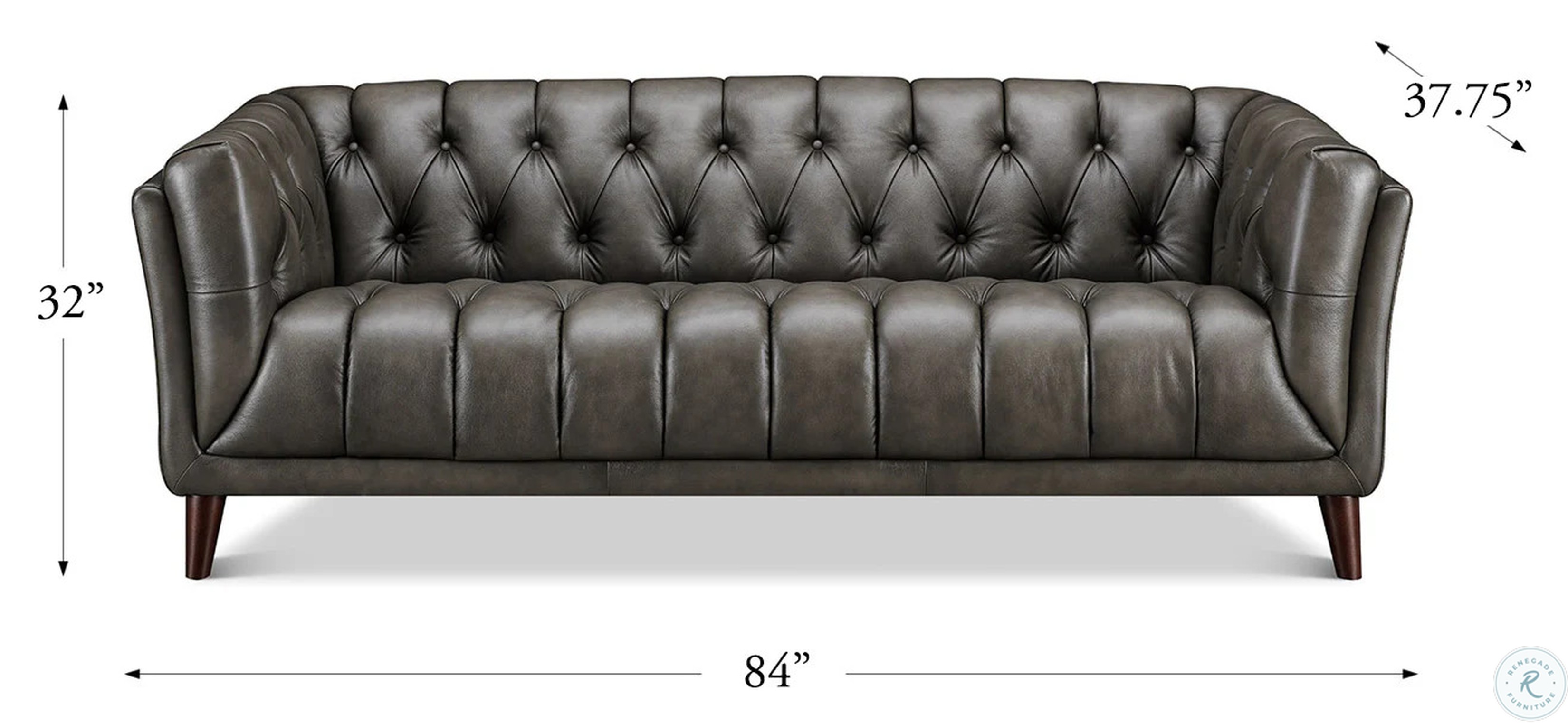 Trix Ash Leather 84" Sofa