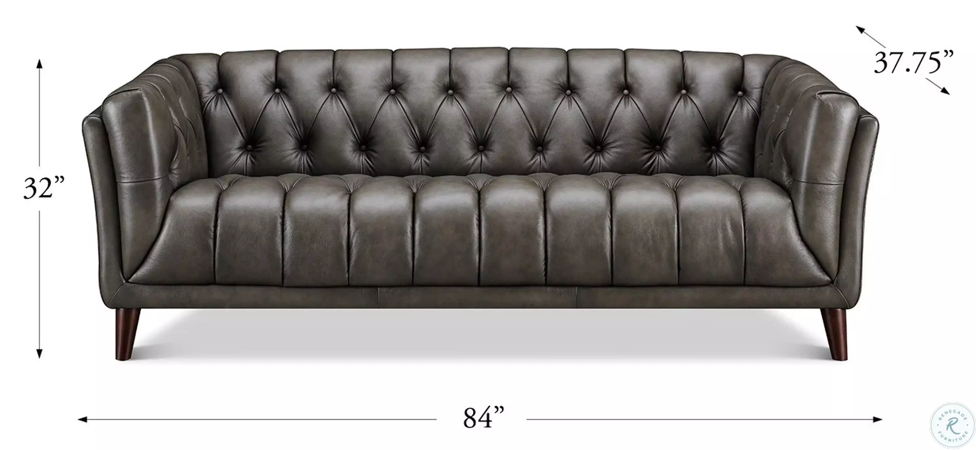 Trix Ash Leather 84" Sofa