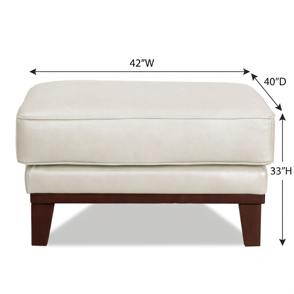 Axton Natural Leather Upholstered Rectangular Ottoman
