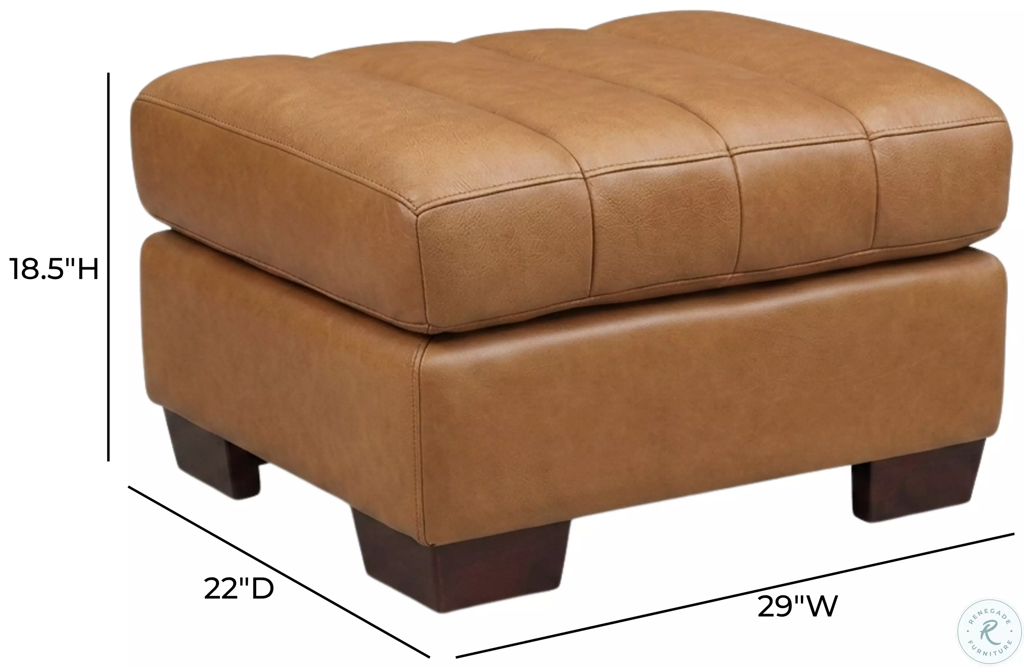 Baylor Cinnamon Leather Upholstered Rectangular Ottoman