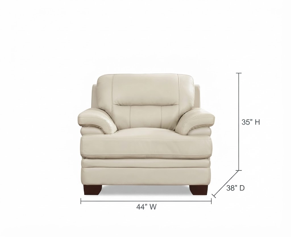 Calizor Vanilla Leather Upholstered Lounge Chair