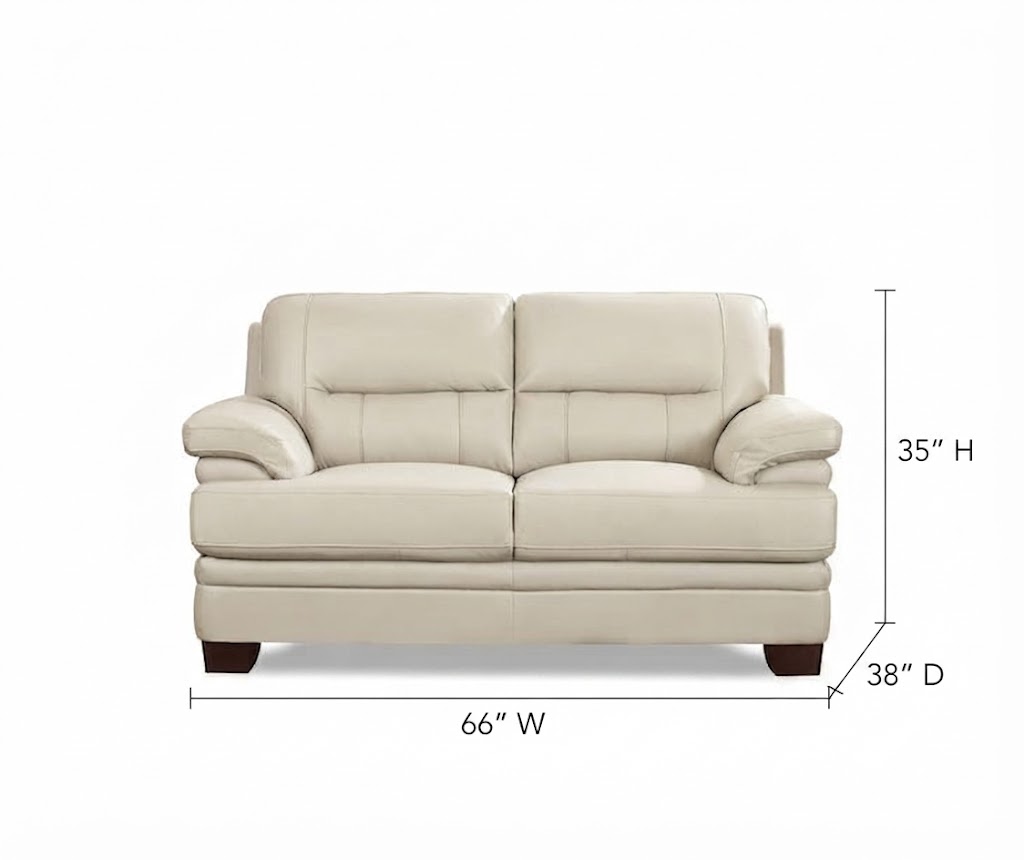 Calizor Vanilla Leather 66" Loveseat