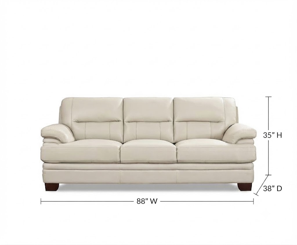 Calizor Vanilla Leather 88" Sofa