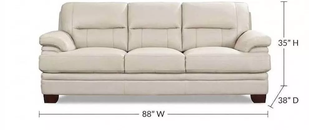 Calizor Vanilla Leather 88" Sofa