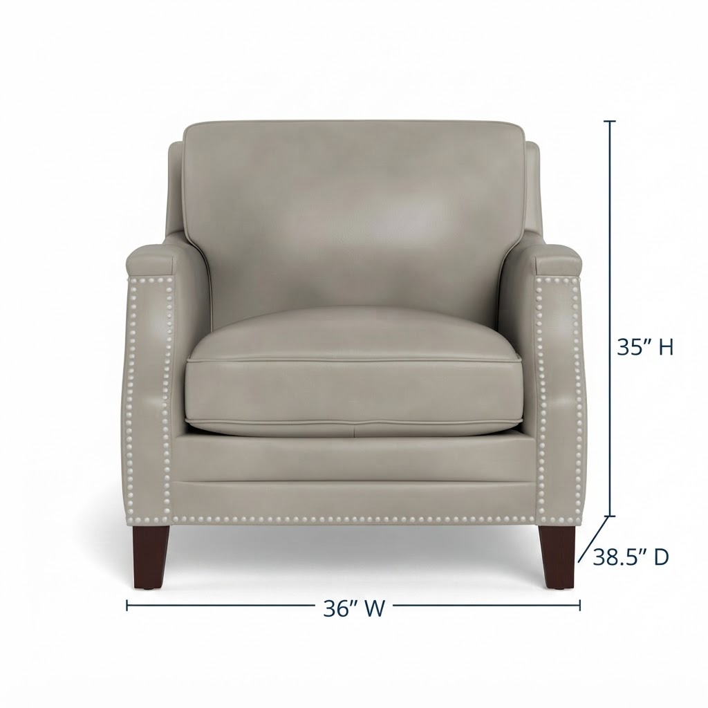 Camden Stone Leather Upholstered Accent Chair with Nailhead Trim