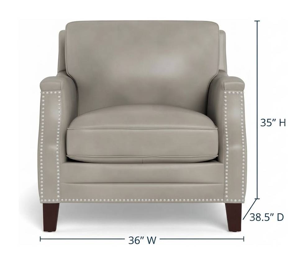 Camden Stone Leather Upholstered Accent Chair with Nailhead Trim