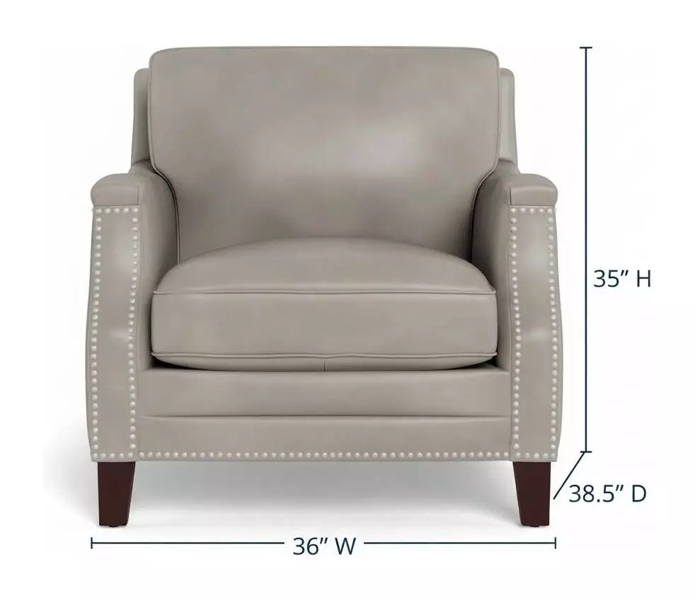 Camden Stone Leather Upholstered Accent Chair with Nailhead Trim