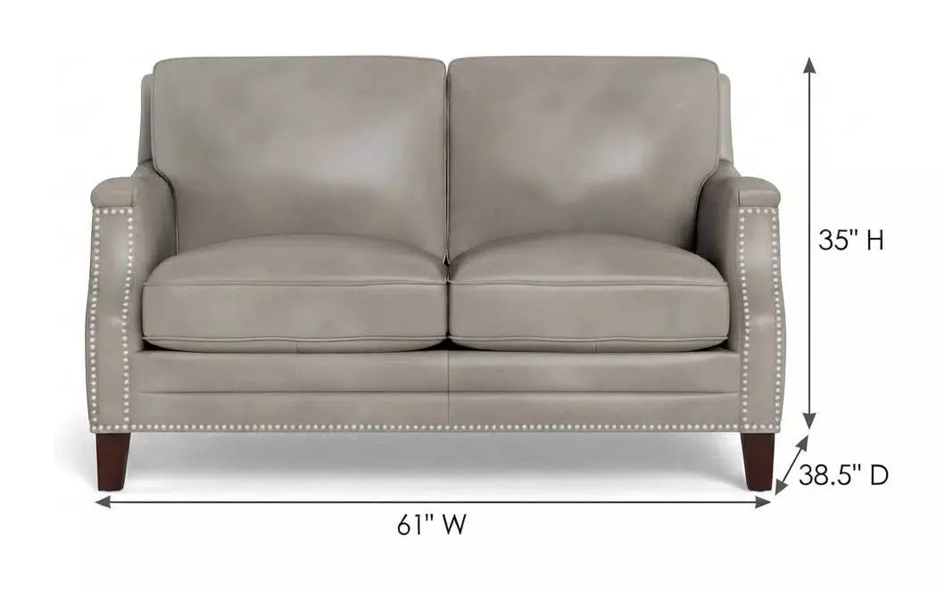 Camden Stone Leather 61" Loveseat with Nailhead Trim