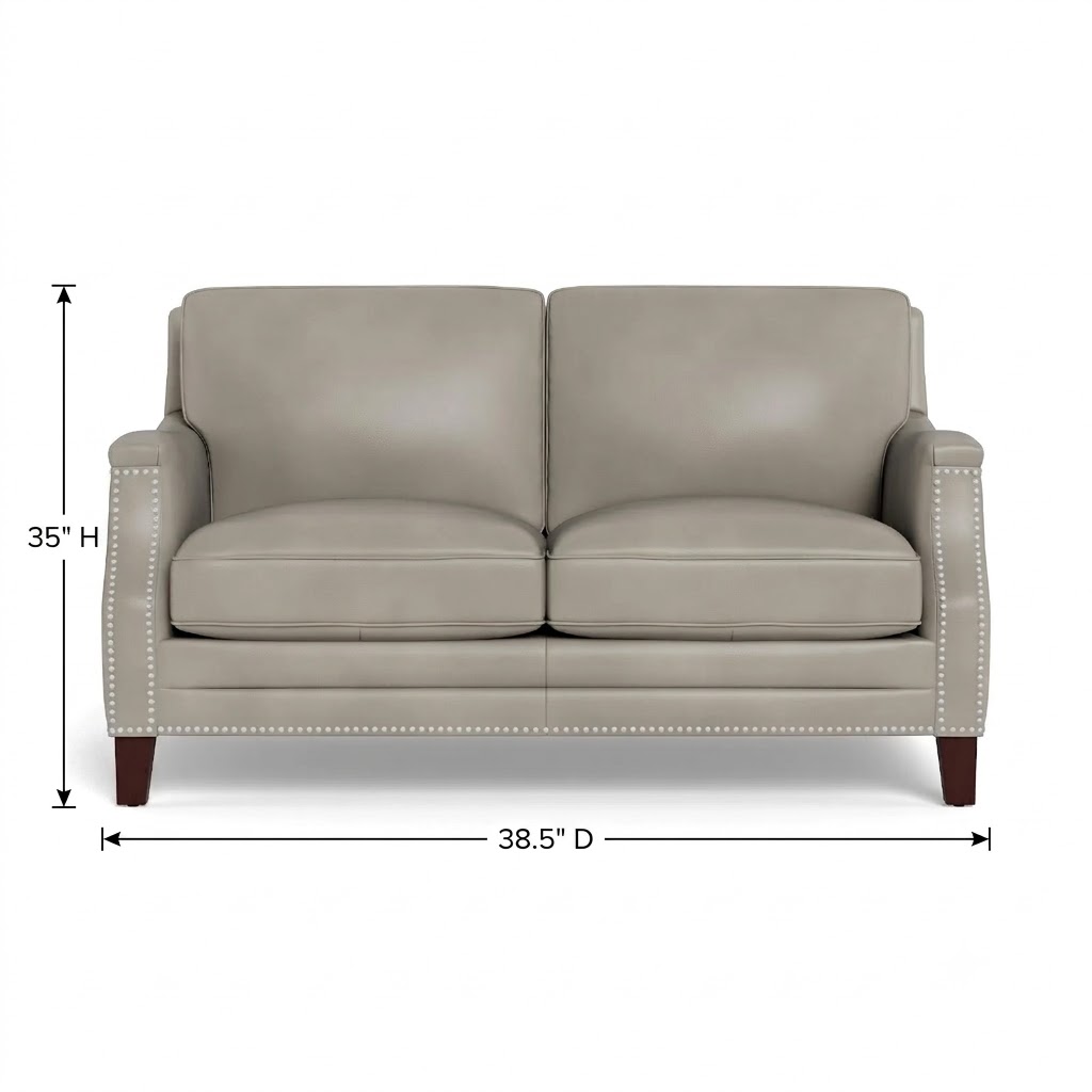 Camden Stone Leather 61" Loveseat with Nailhead Trim